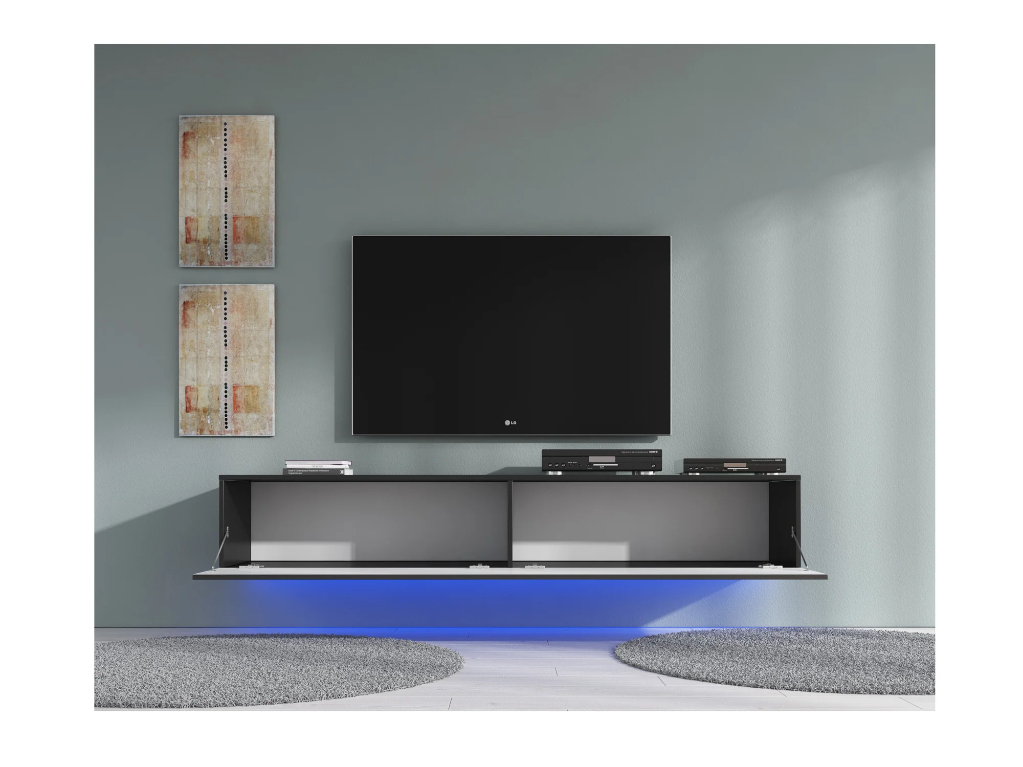 Dario - TV-Meubel met verlichting  - Mat zwart - 180 cm - Image 3