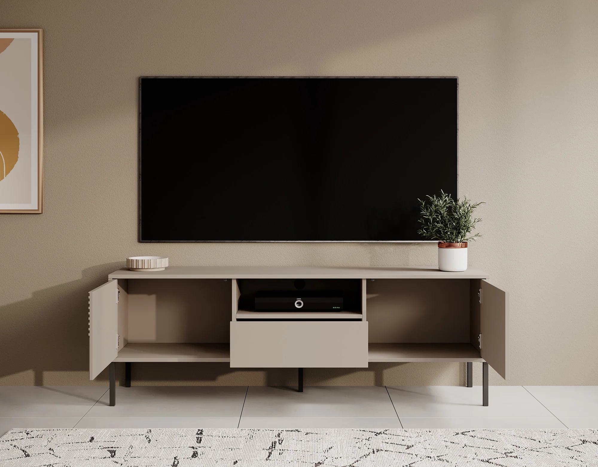 Davey - TV-Meubel met 2 deuren - Beige - 155 cm - Image 3