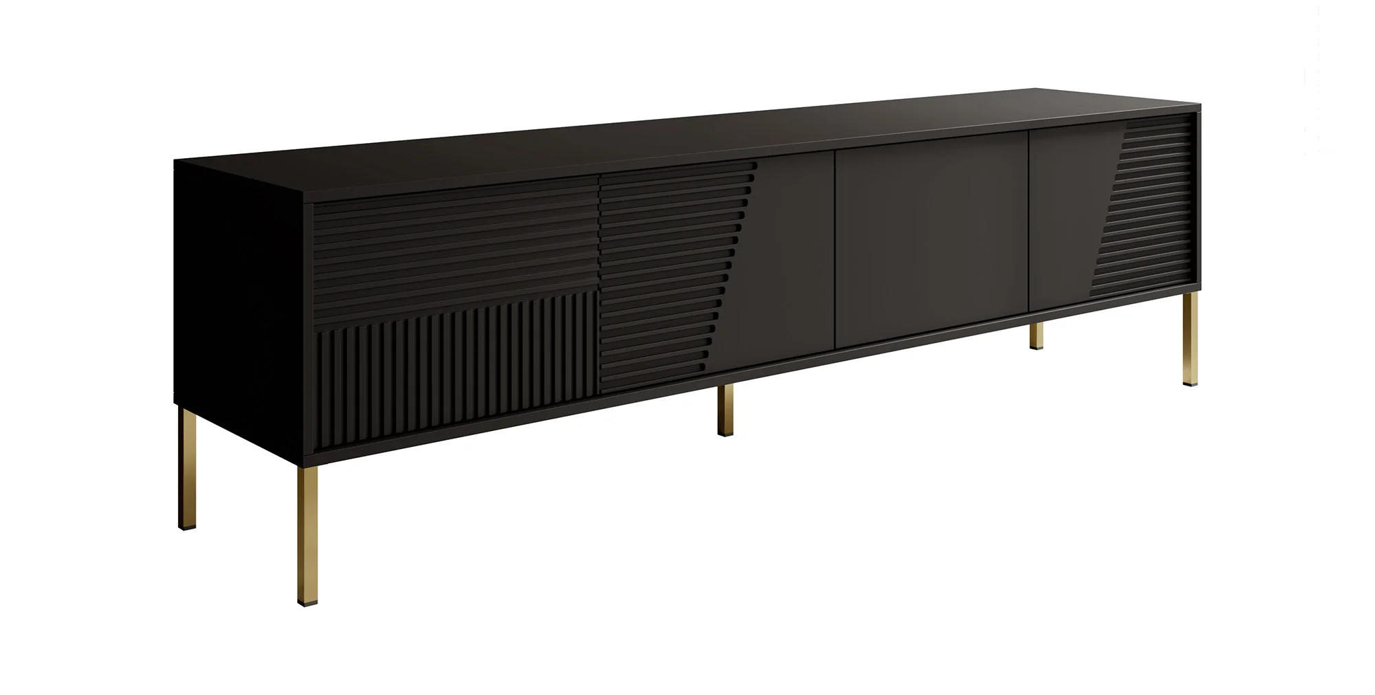 Davey - TV-Meubel met 4 deuren - Zwart - 190 cm - Image 6
