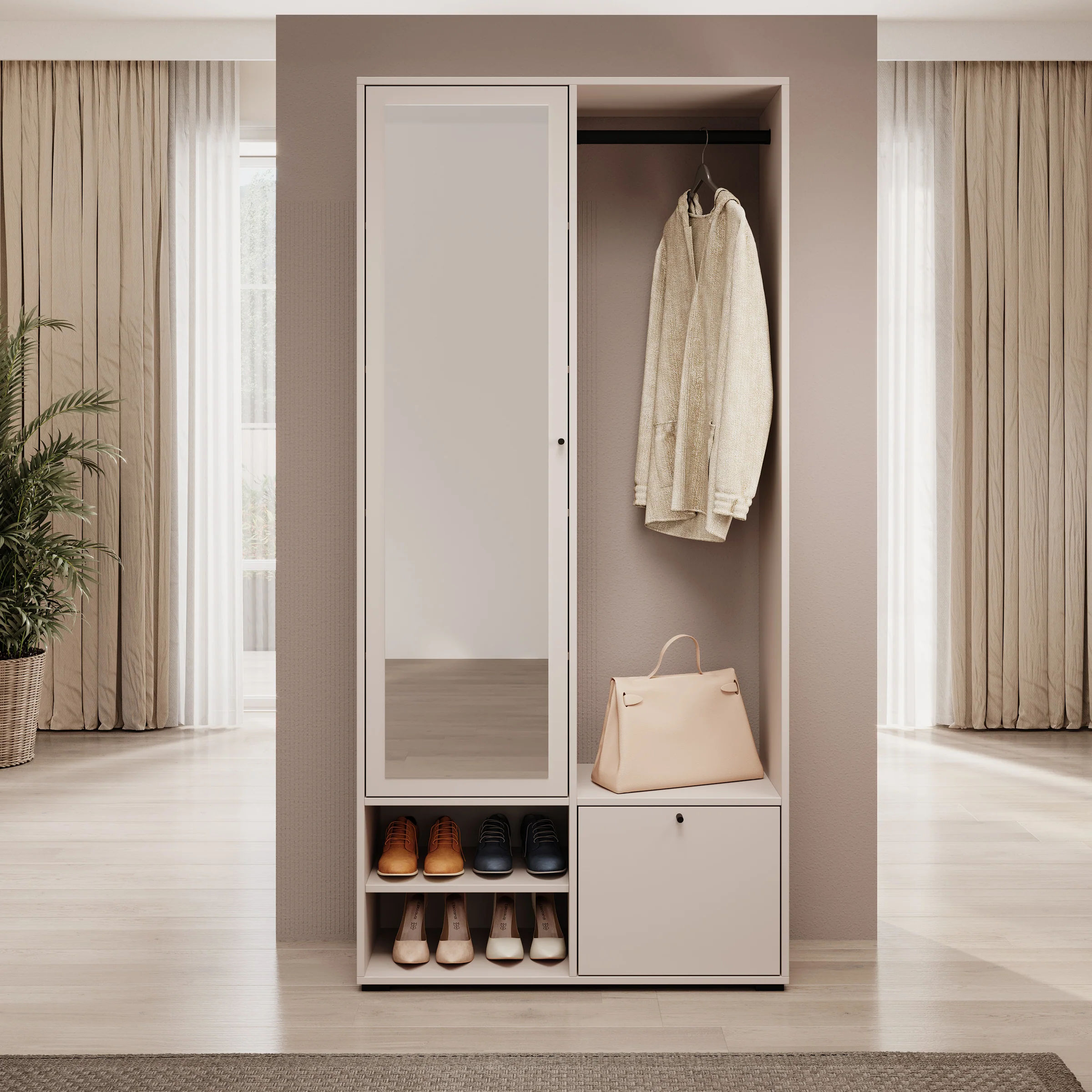Deacon - Halkast met 2 deuren - Beige - 90x33x190 cm - Image 3