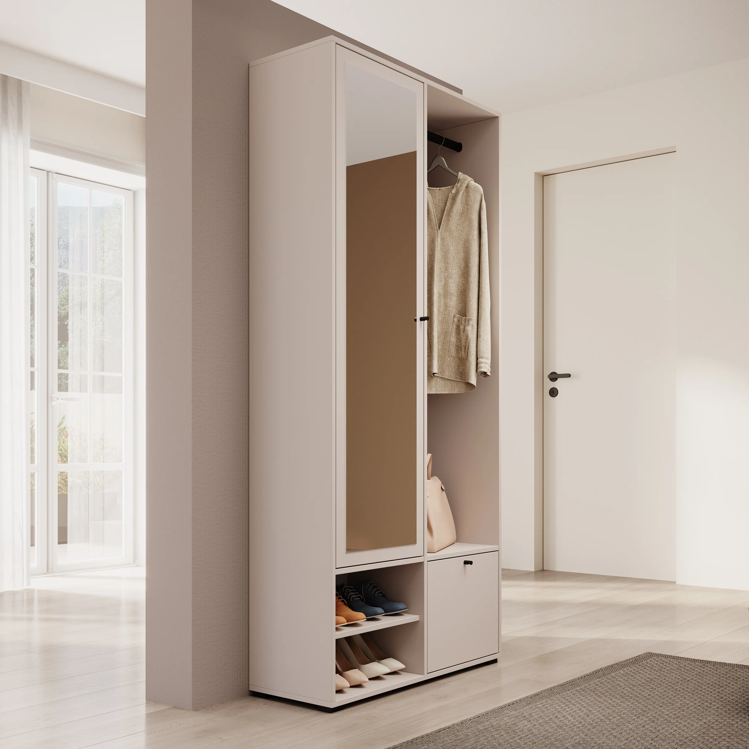 Deacon - Halkast met 2 deuren - Beige - 90x33x190 cm - Image 4