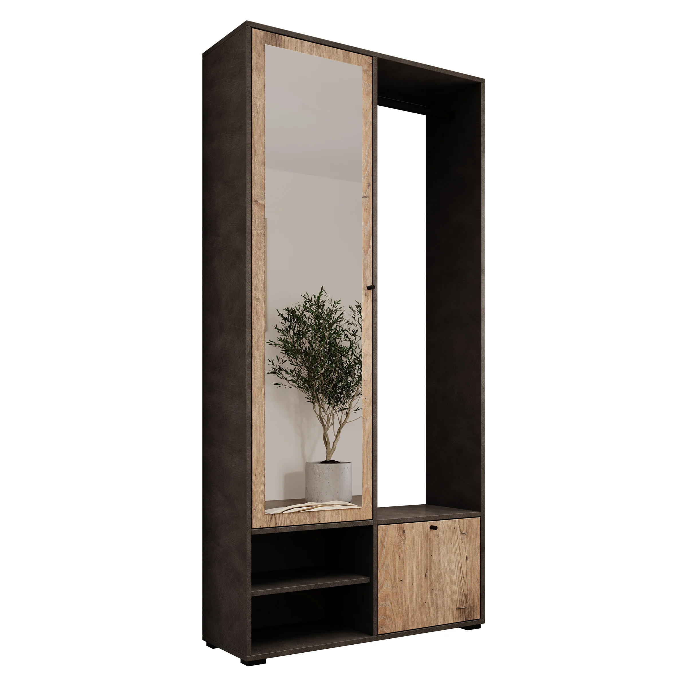 Deacon - Halkast met 2 deuren - Grijs/Eiken - 90x33x190 cm - Image 6