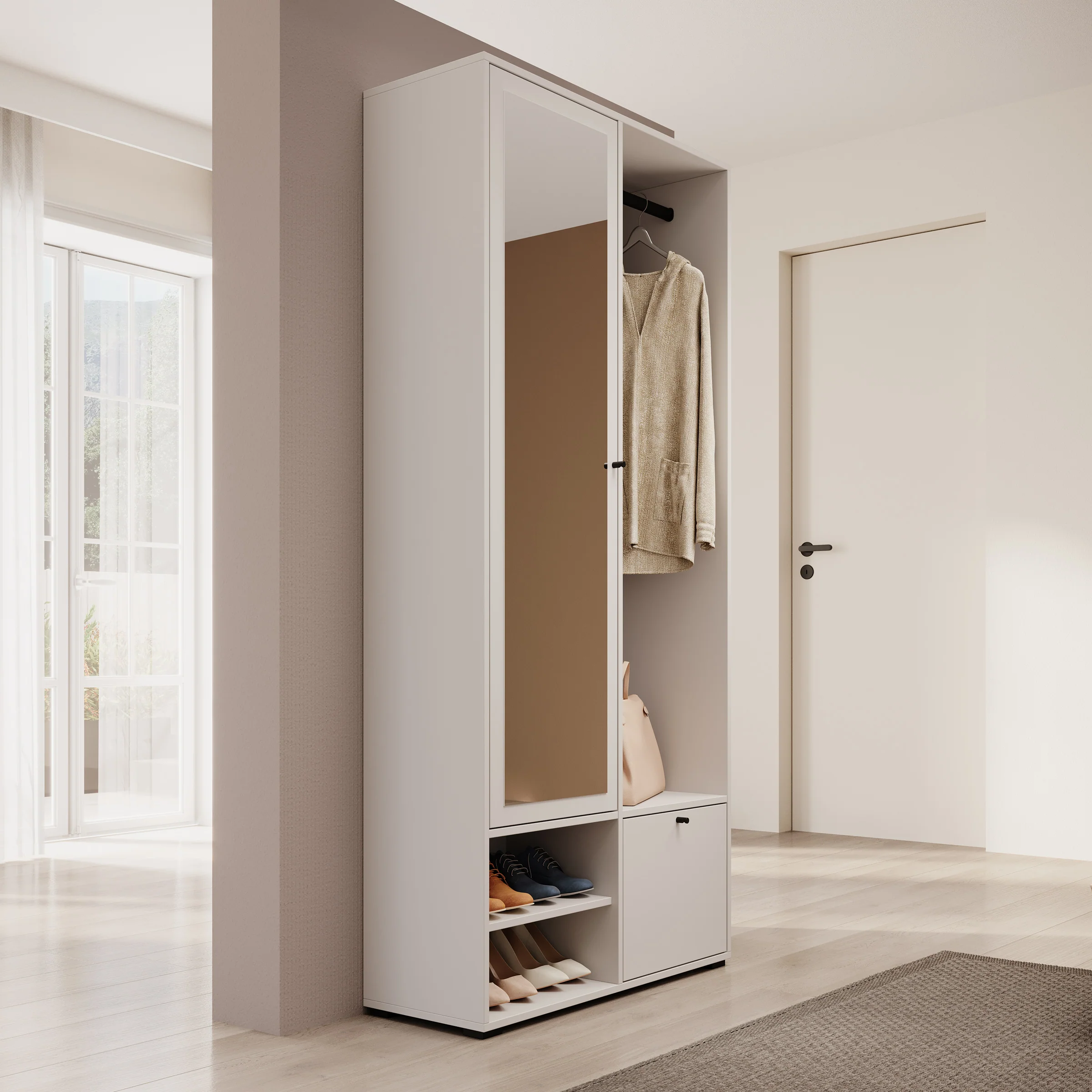Deacon - Halkast met 2 deuren - Wit - 90x33x190 cm - Image 4