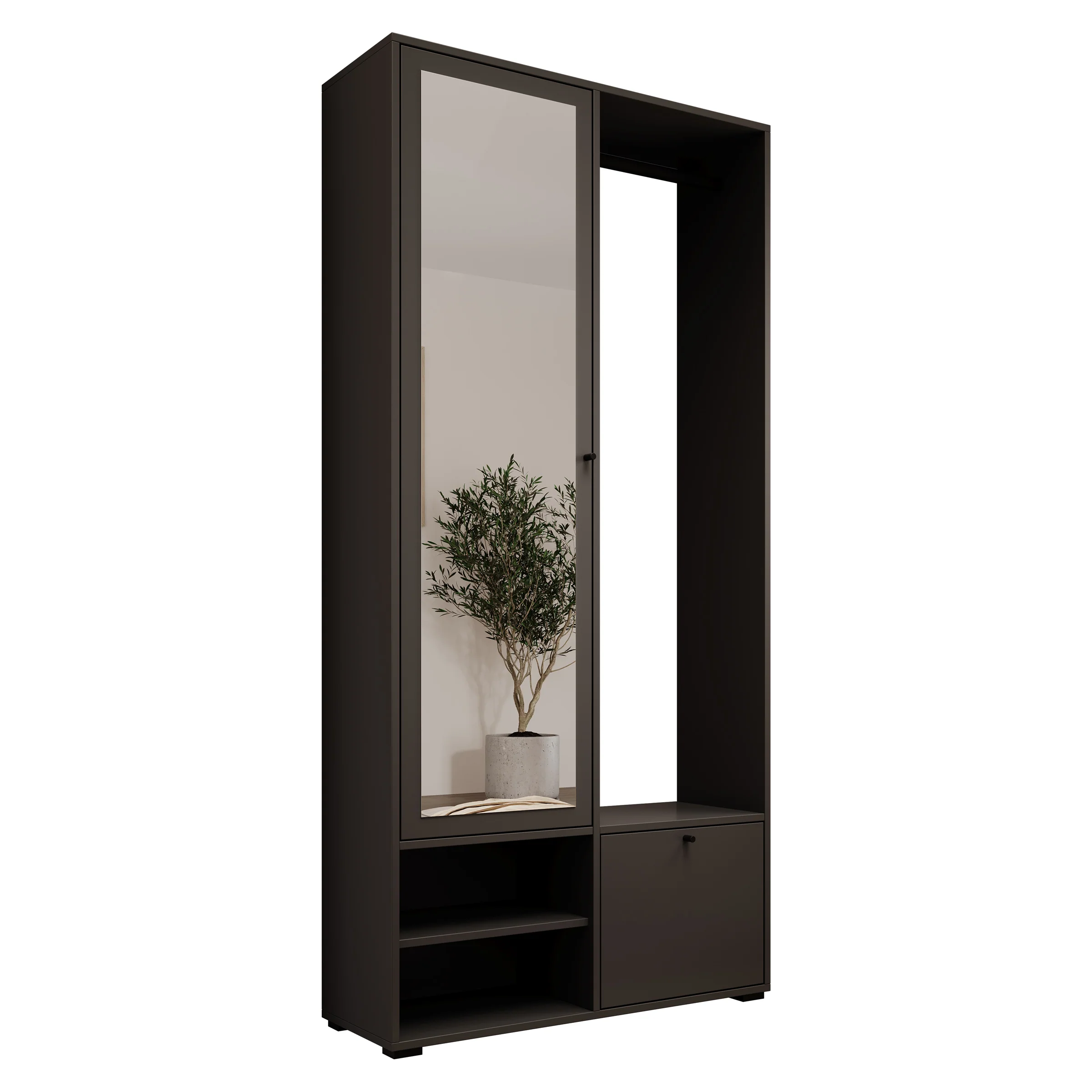 Deacon - Halkast met 2 deuren - Zwart - 90x33x190 cm - Image 6