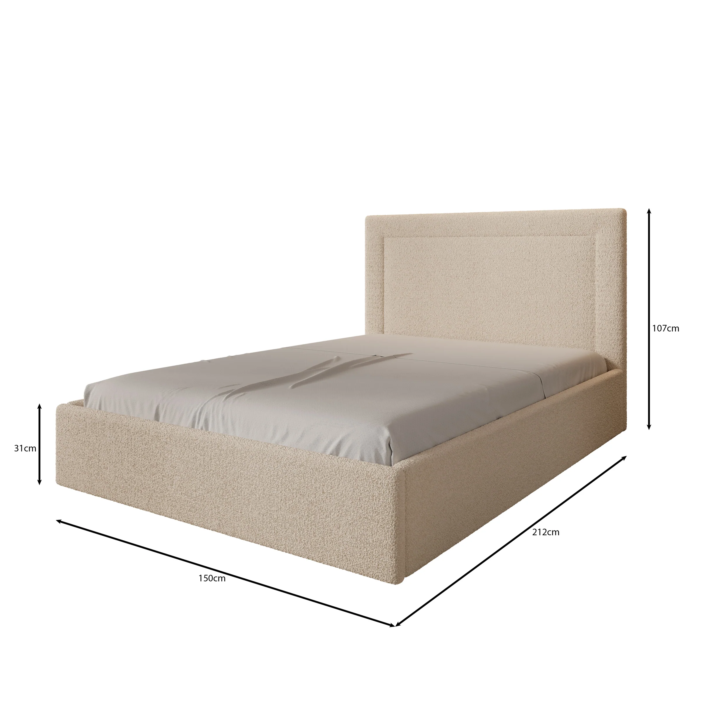 Dejada - Tweepersoonsbed - Beige teddystof - 140x200 cm - Image 4