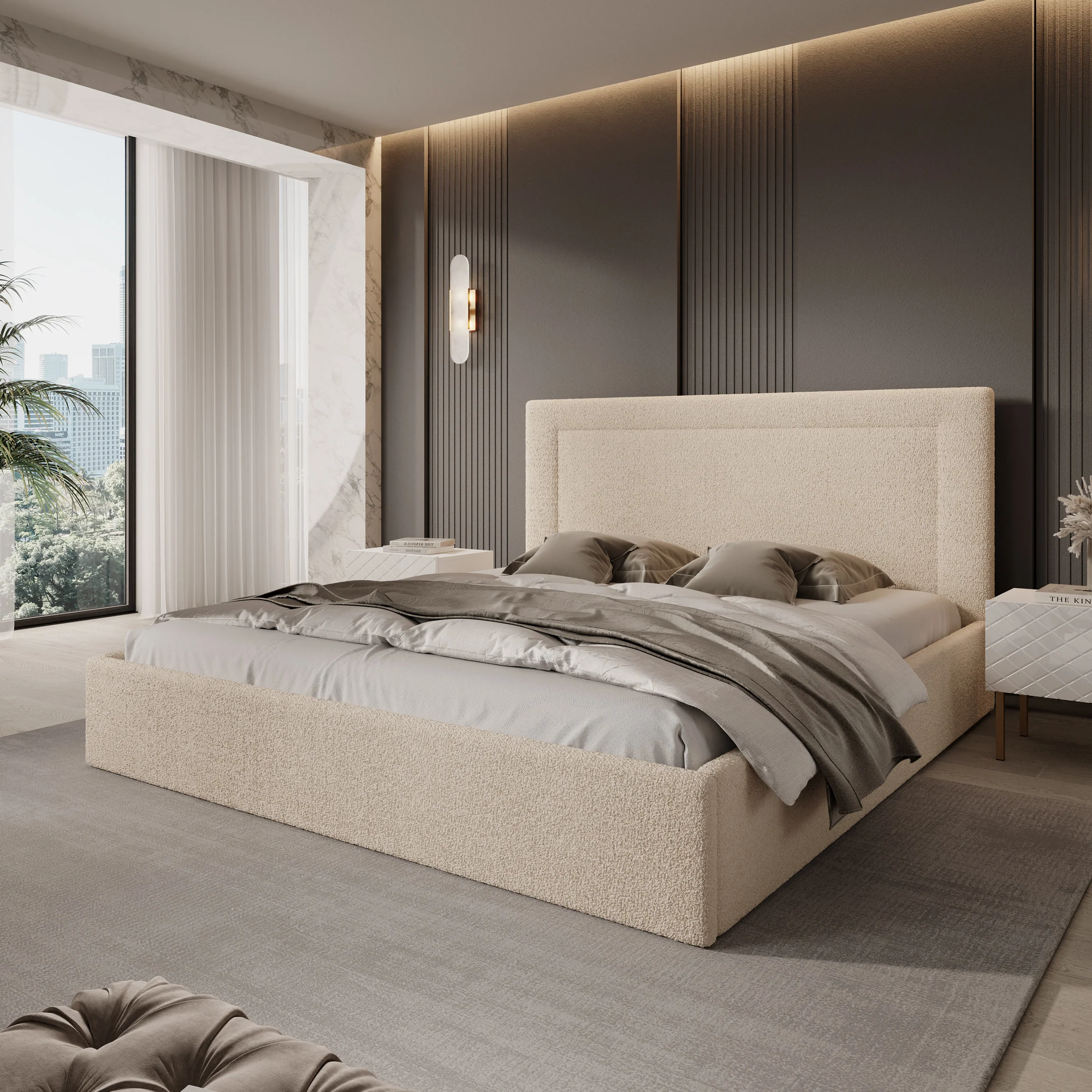 Dejada - Tweepersoonsbed - Beige teddystof - 180x200 cm