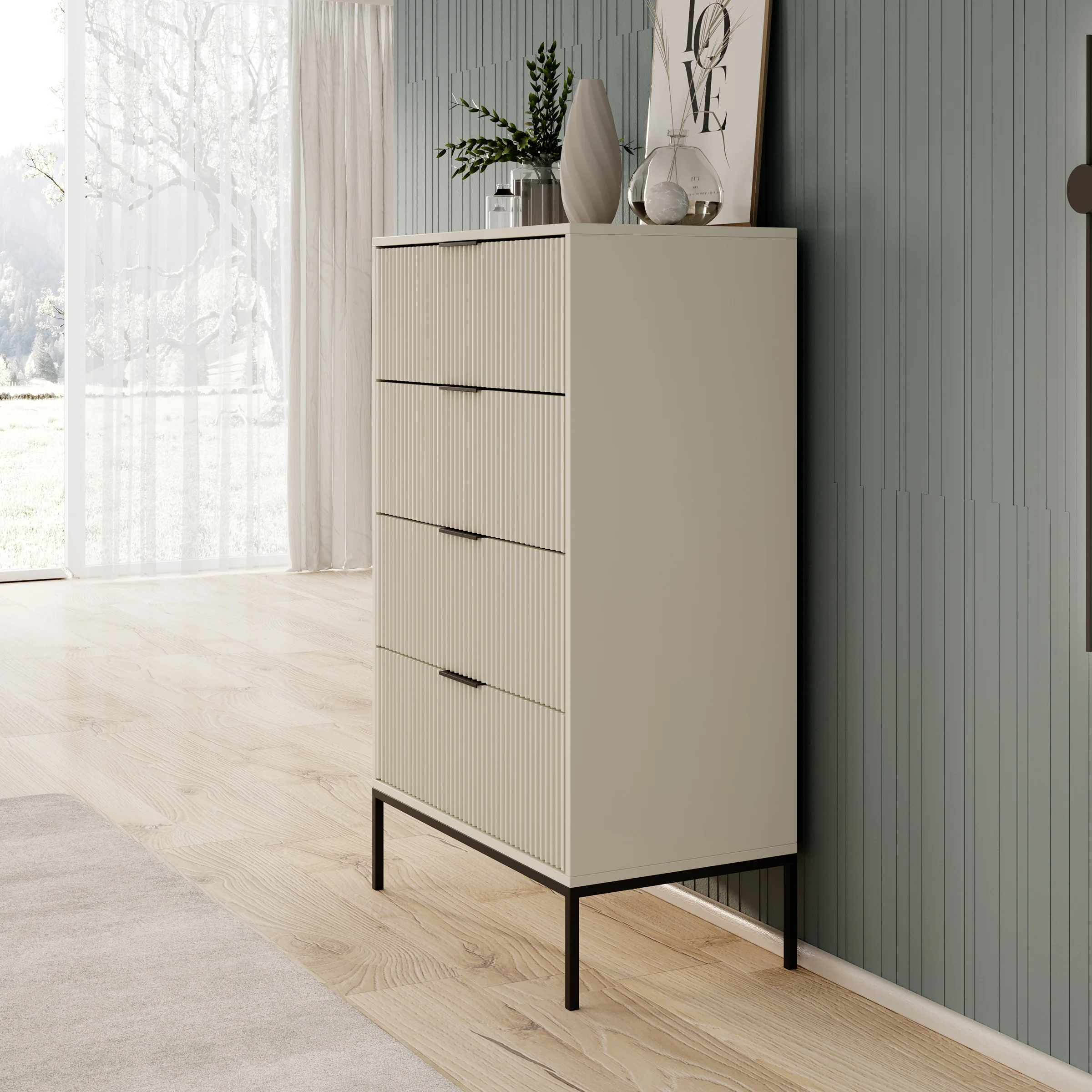 Delaware - Ladekast 4 lades - Beige - 76x40x116 cm - Image 4