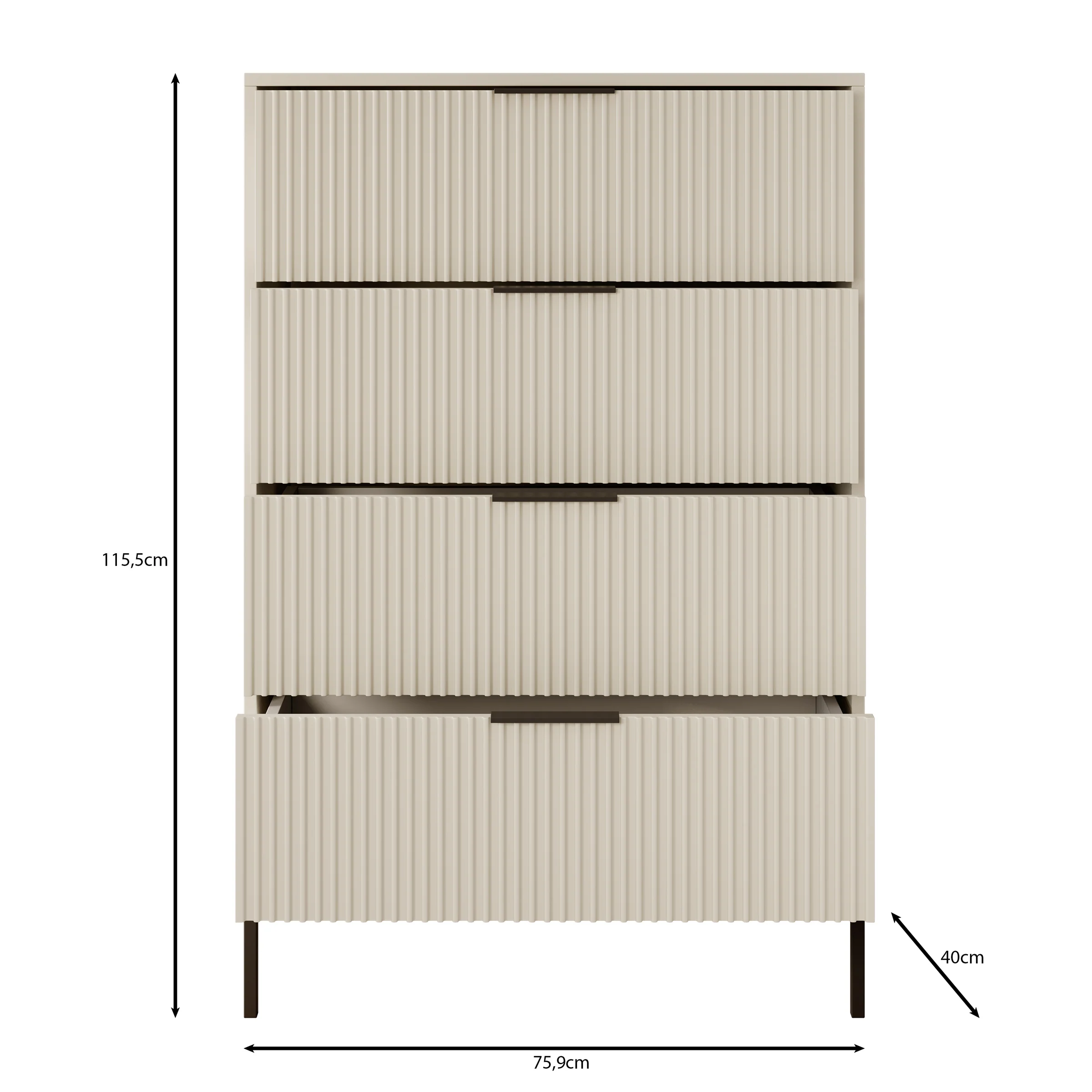 Delaware - Ladekast 4 lades - Beige - 76x40x116 cm - Image 5