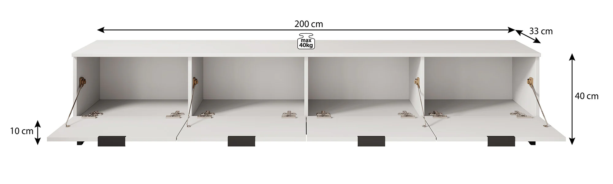 Delgado - TV-Meubel met 4 deuren - Mat zwart - 200 cm - Image 5