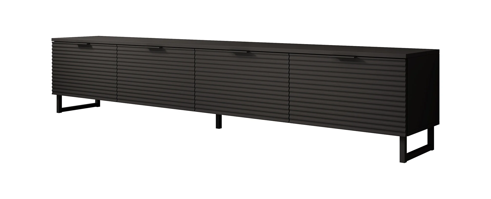 Delgado - TV-Meubel met 4 deuren - Mat zwart - 200 cm - Image 6