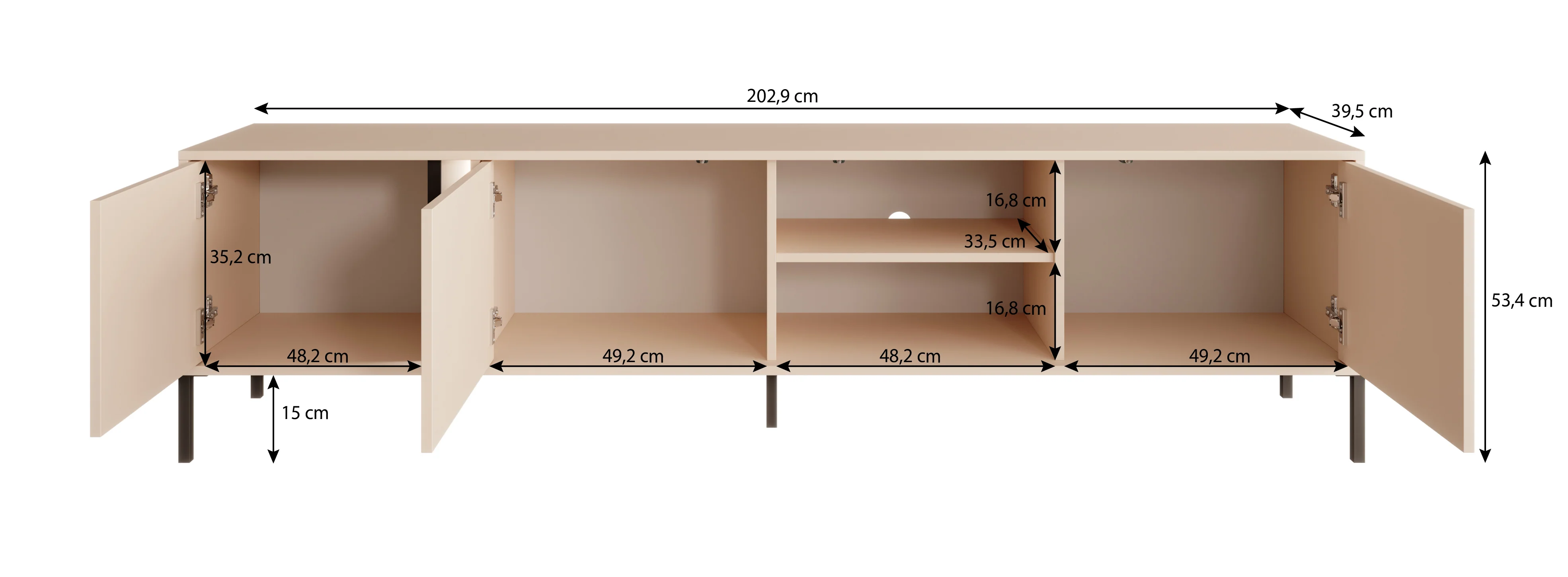 Desert - TV-Meubel met 3 deuren - Beige - 203 cm - Image 5