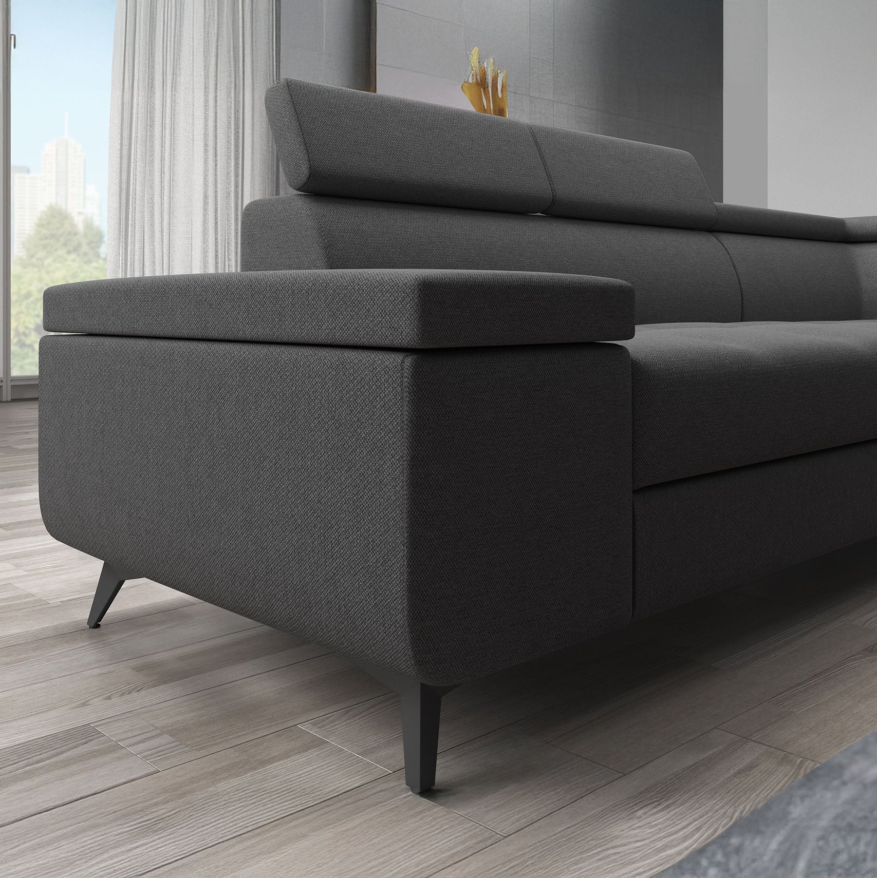Destiny - Hoekbank 4-zits - Stof grijs - Rechts - 265x224x78 cm - Image 4
