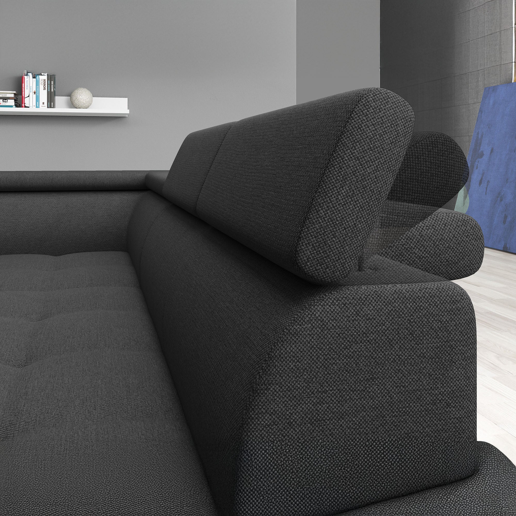 Destiny - Hoekbank 4-zits - Stof zwart - Links - 265x224x78 cm - Image 3