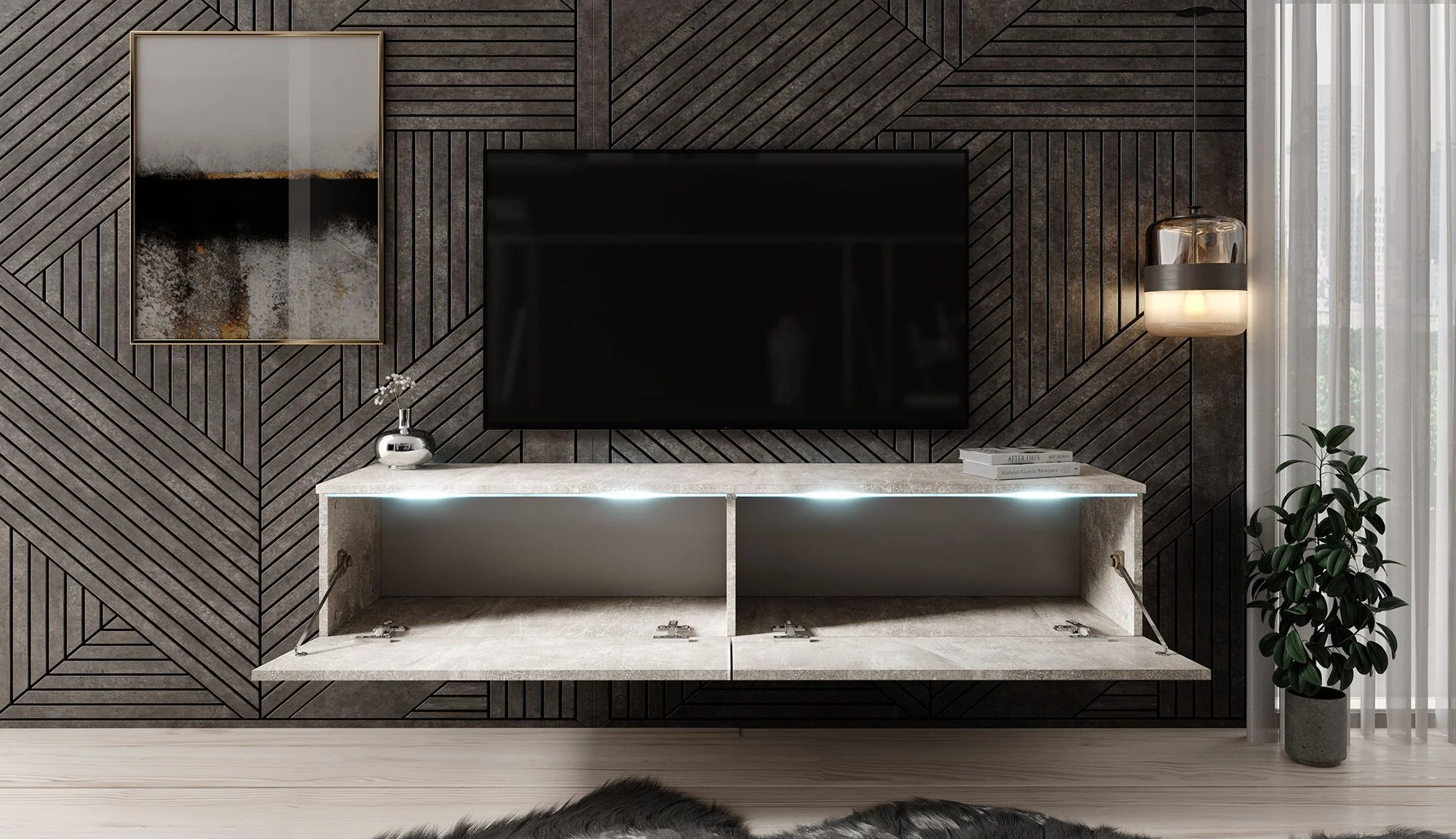 Dixon - TV-Meubel - Betonlook  - 140 cm - Image 4