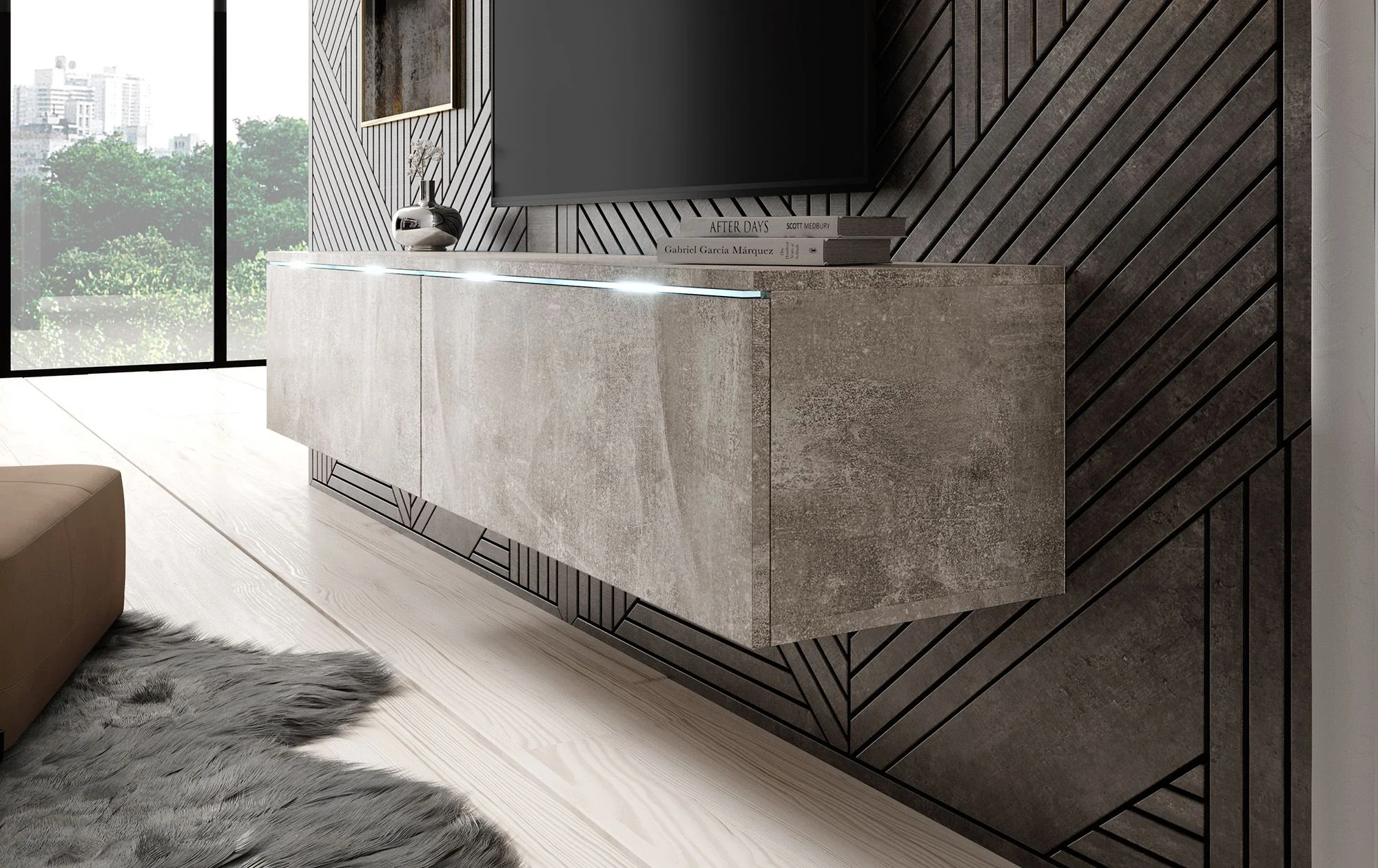Dixon - TV-Meubel - Betonlook  - 140 cm - Image 5