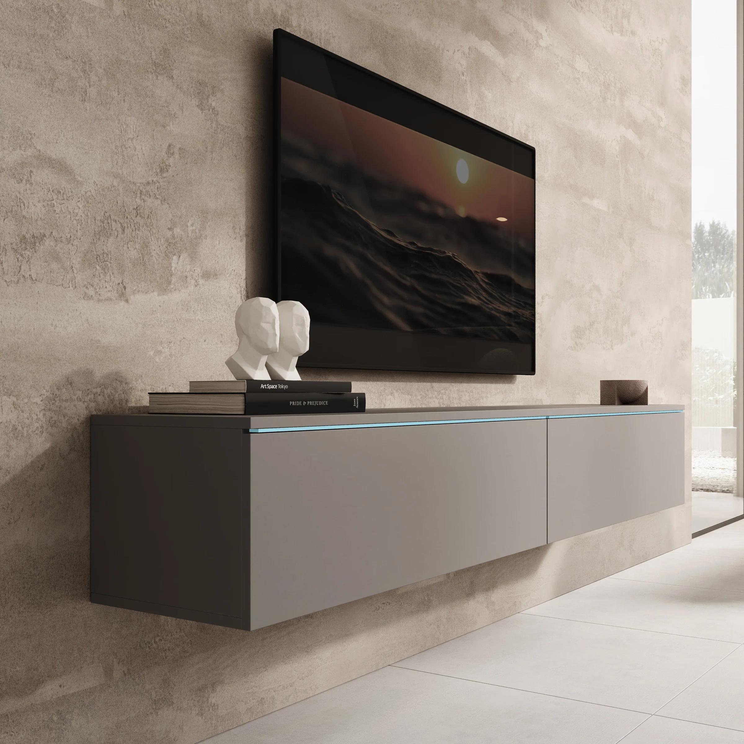Dixon - TV-Meubel - Grijs - 180x33x30 cm - Image 7