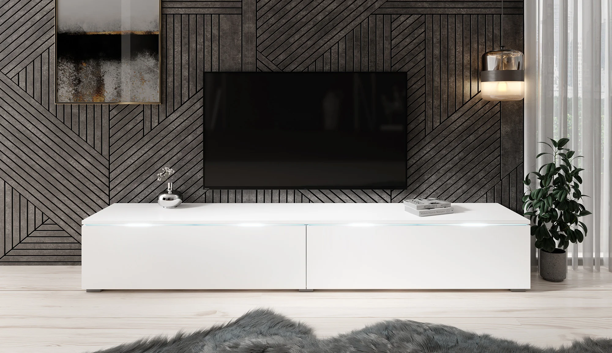 Dixon - TV-Meubel - Mat wit - 180 cm - Image 3