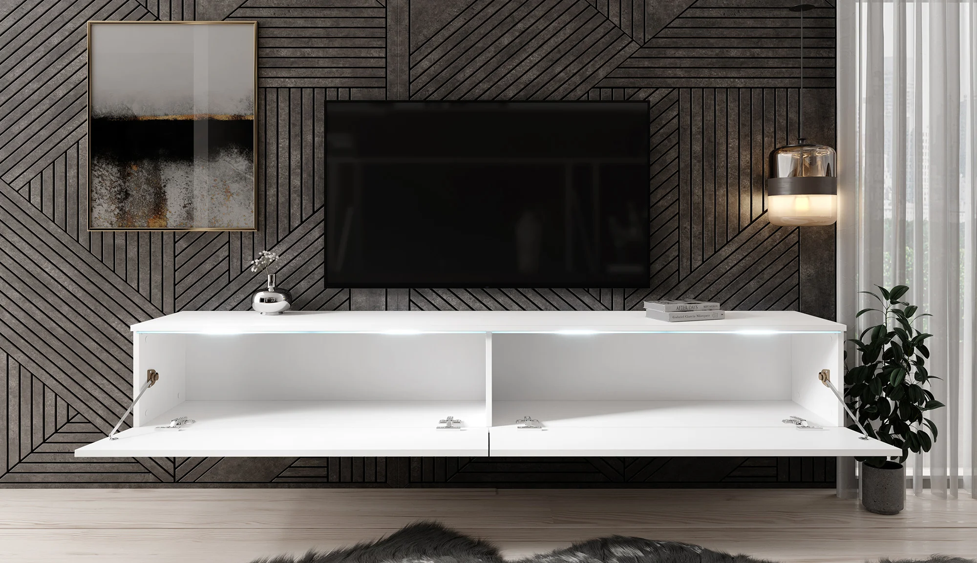 Dixon - TV-Meubel - Mat wit - 180 cm - Image 4