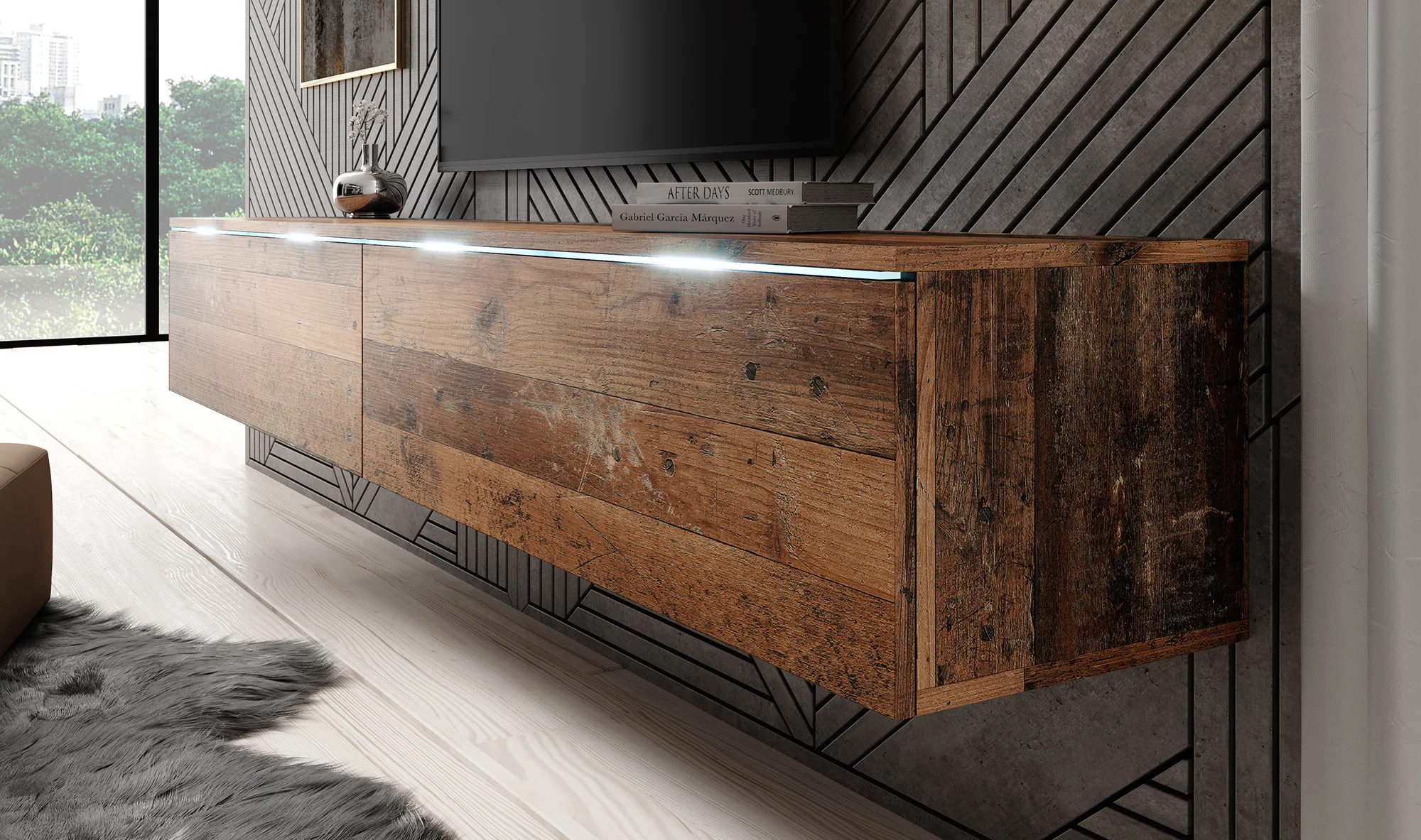Dixon - TV-Meubel - Old wood - 180 cm - Image 5