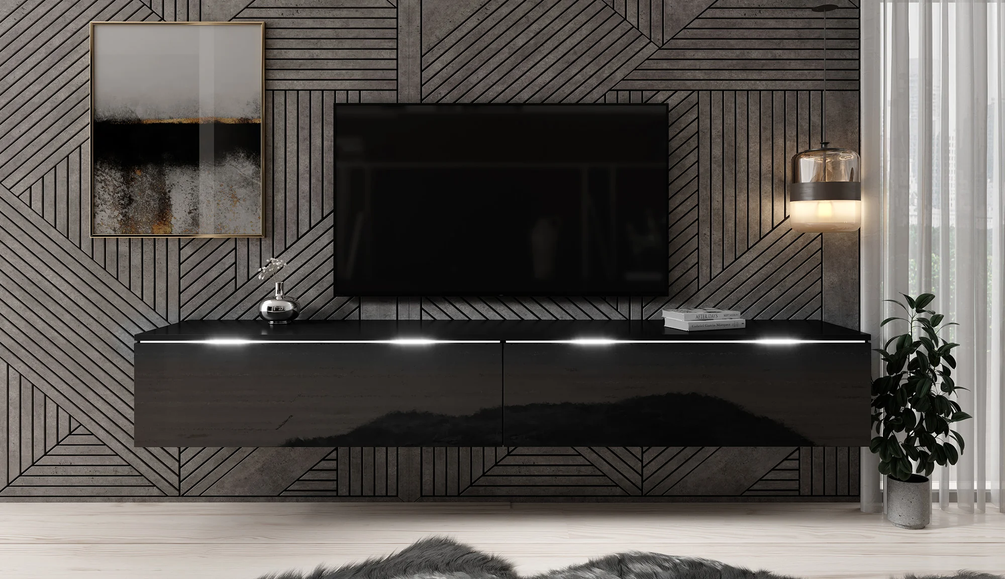 Dixon - TV-Meubel - Zwart - 180 cm - Image 2