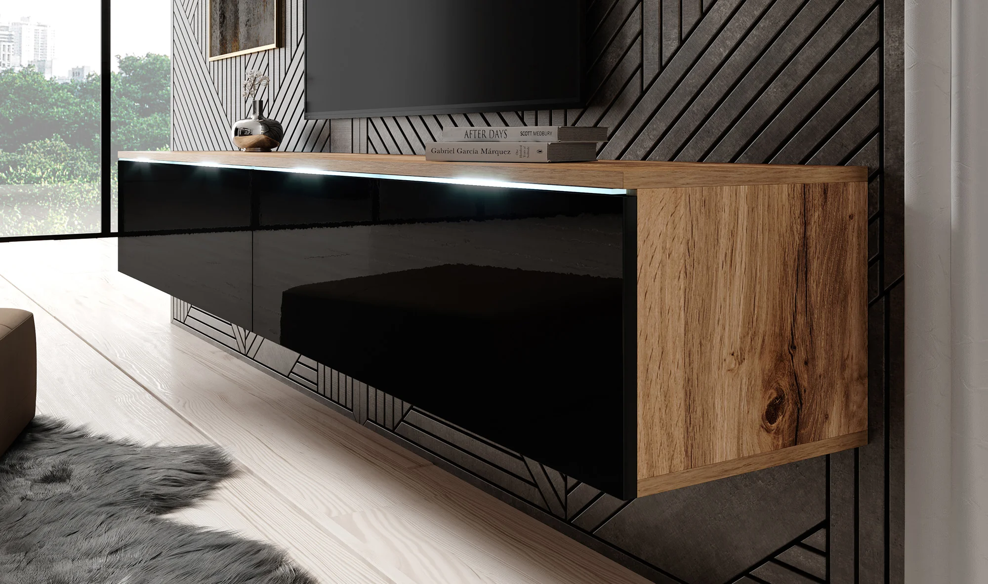 Dixon - TV-Meubel - Zwart/eiken - 180 cm - Image 5