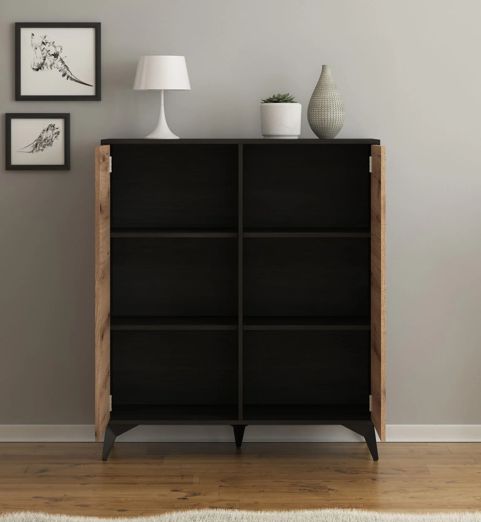 Dolores 2 - Dressoir - Eiken/zwart - 104x39x119 cm - Image 3