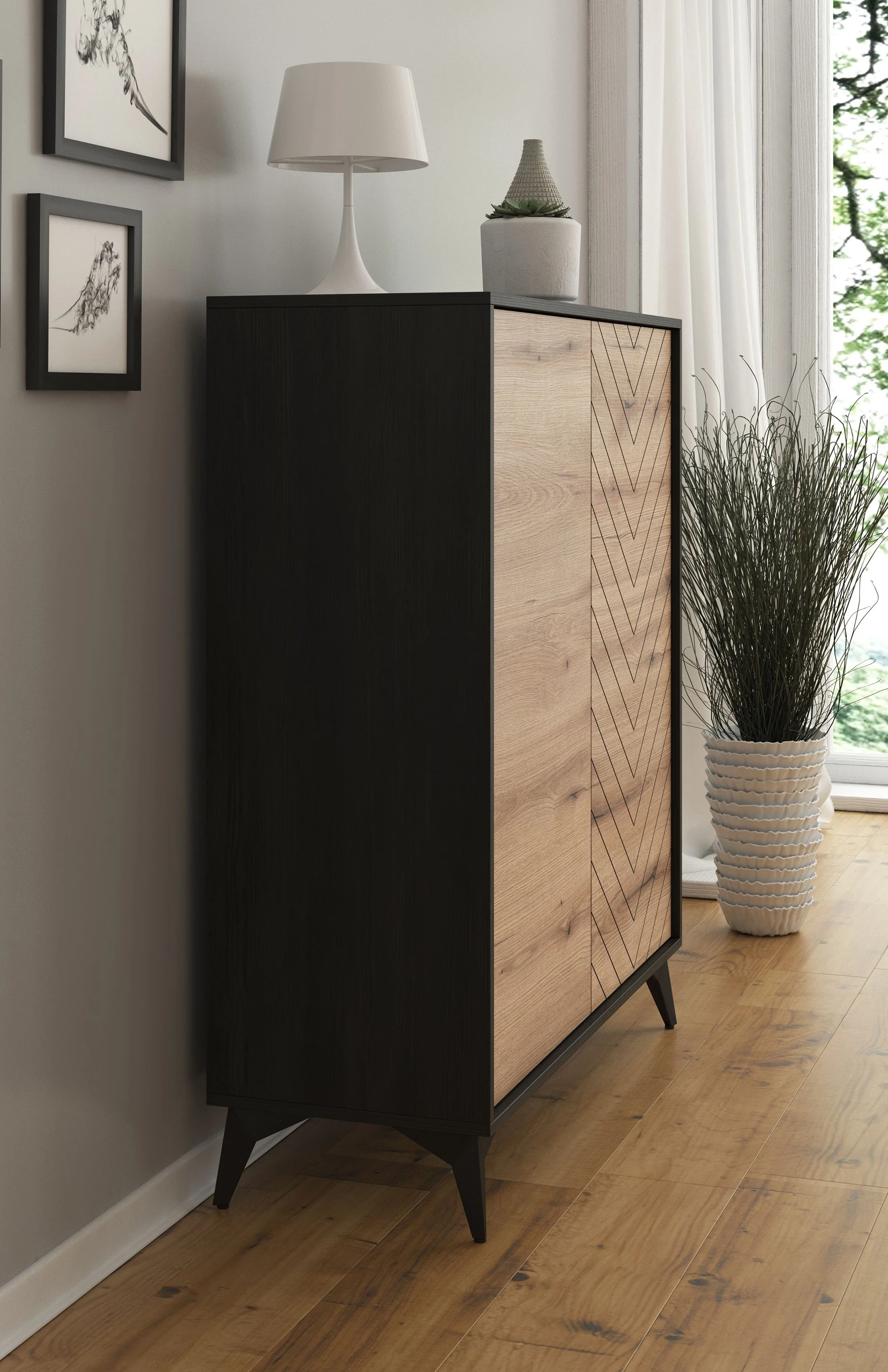 Dolores 2 - Dressoir - Eiken/zwart - 104x39x119 cm - Image 4