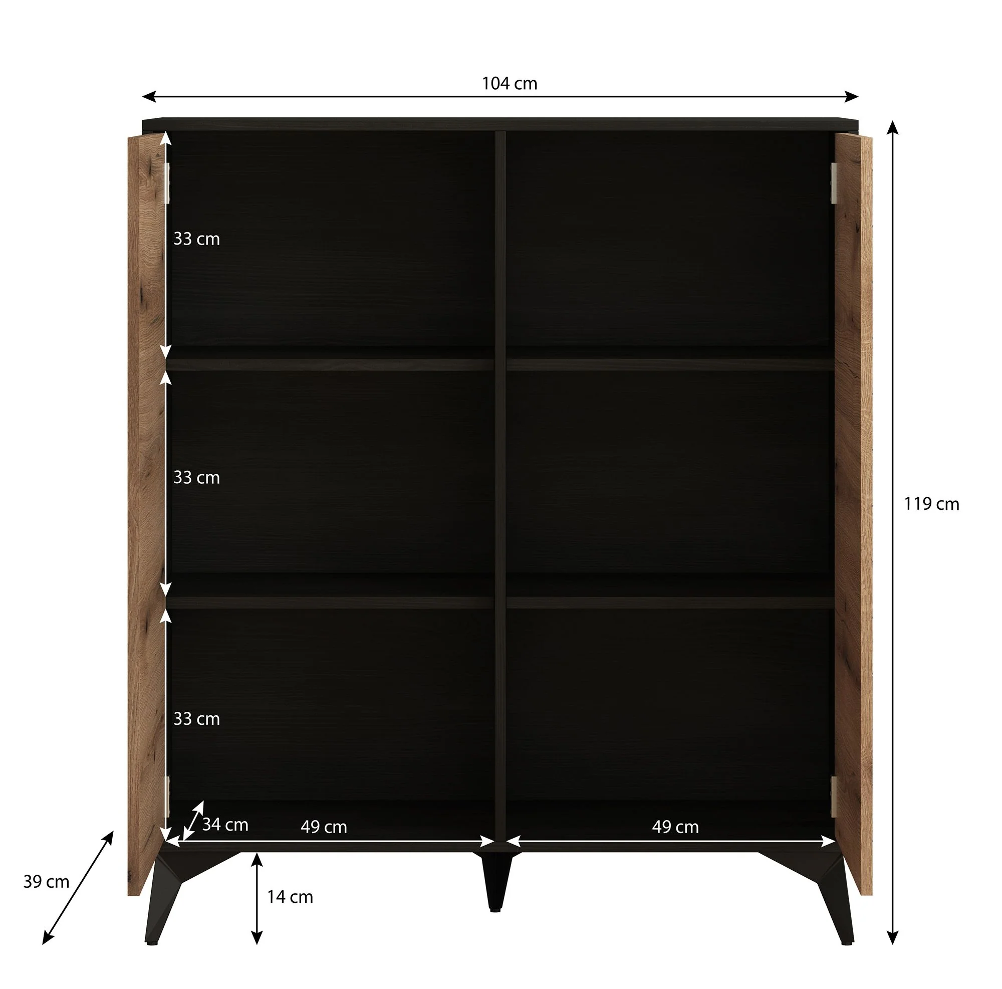 Dolores 2 - Dressoir - Eiken/zwart - 104x39x119 cm - Image 5