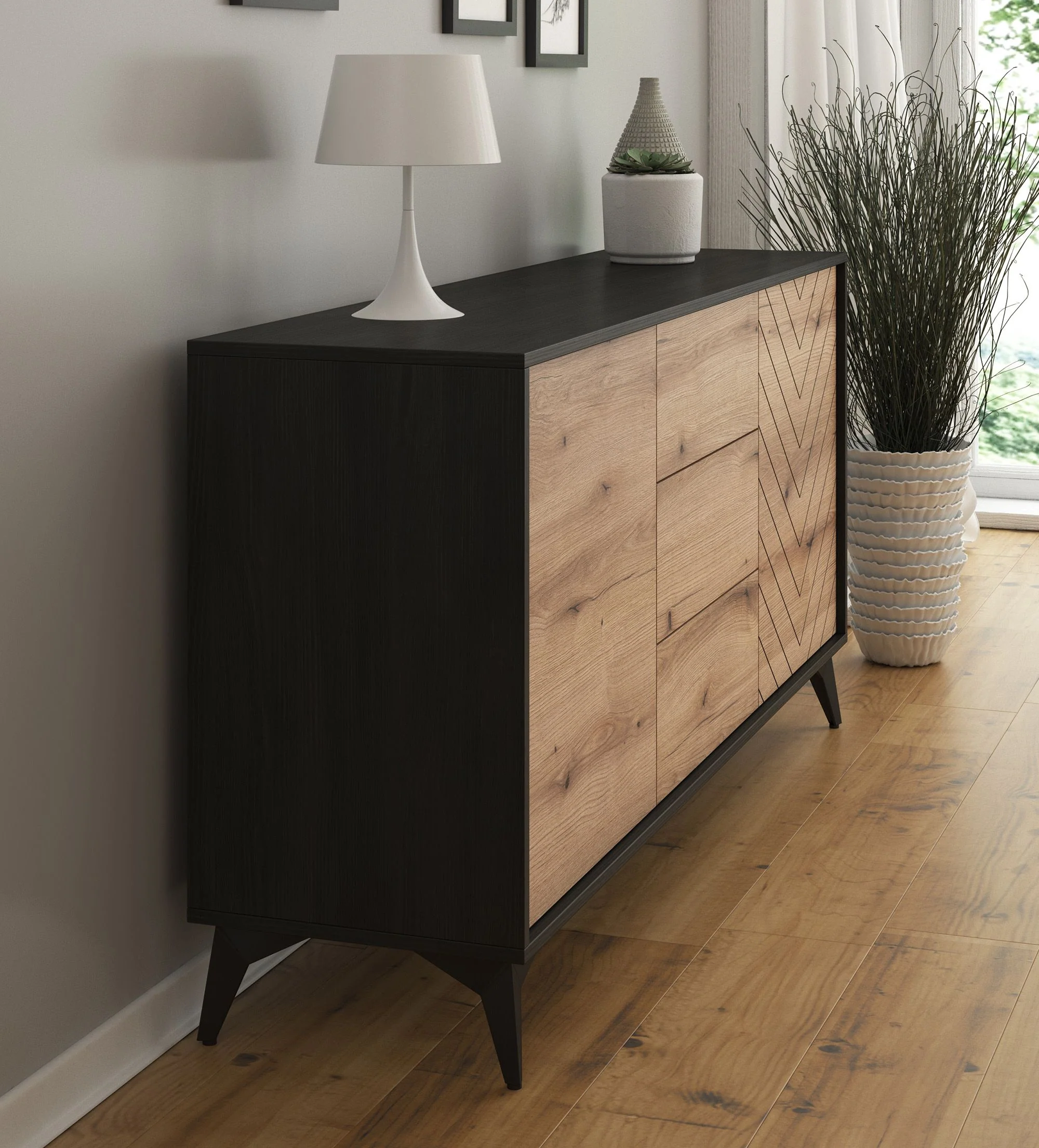 Dolores 4 - Dressoir - Eiken/zwart - 154x39x77 cm - Image 4
