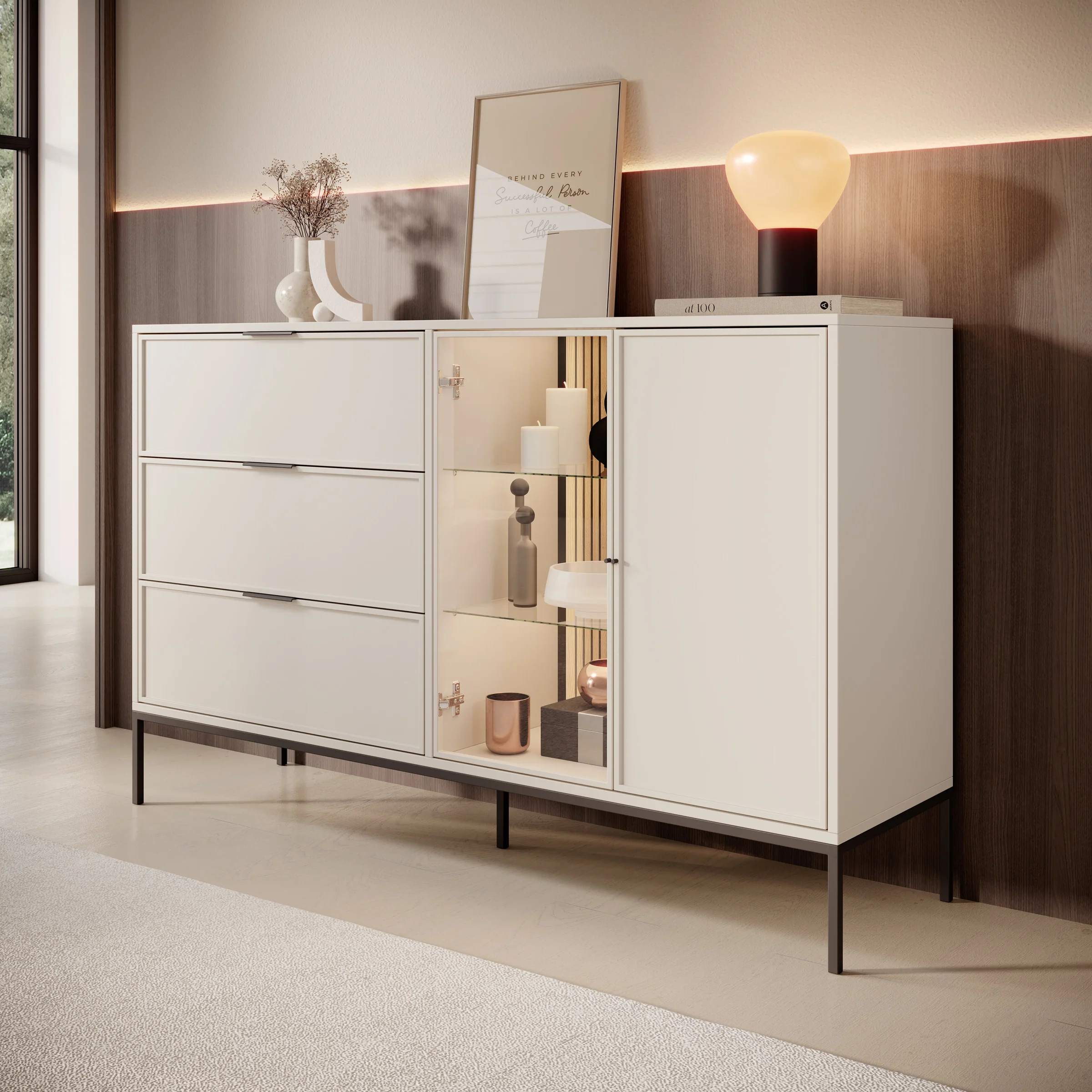 Dominica - Dressoir - Beige - 150x40x92 cm