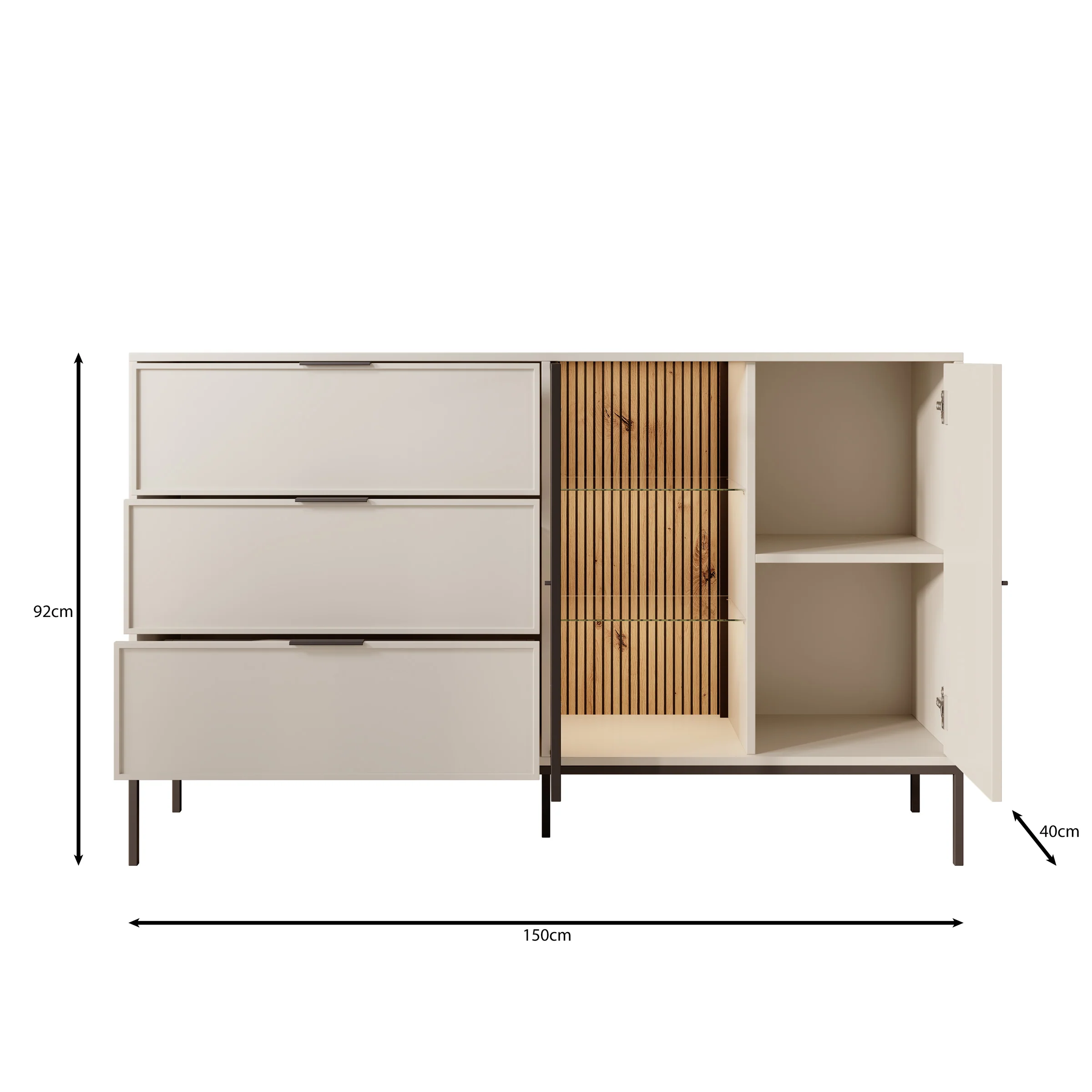 Dominica - Dressoir - Beige - 150x40x92 cm - Image 5