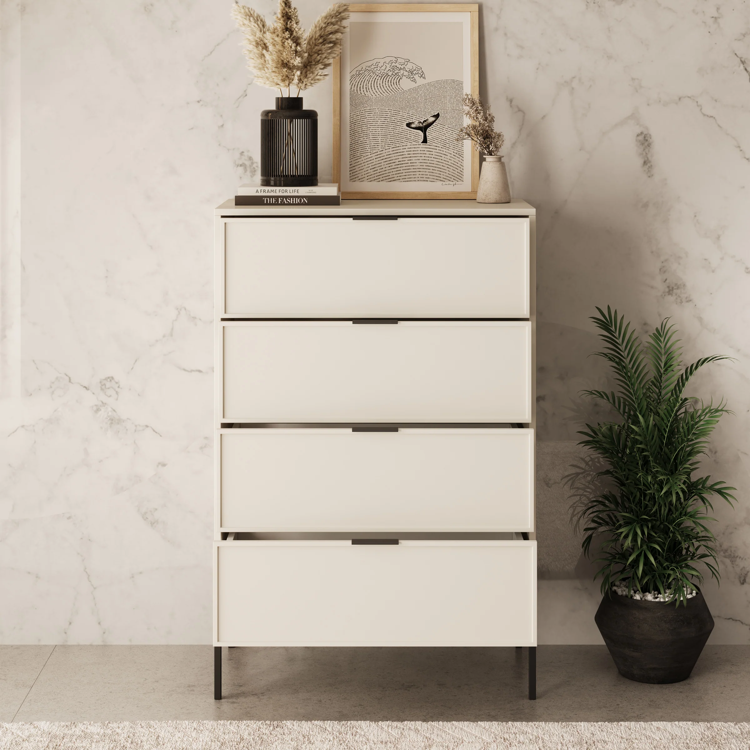 Dominica - Ladekast met 4 lades - Beige - 76x40x115 cm - Image 2