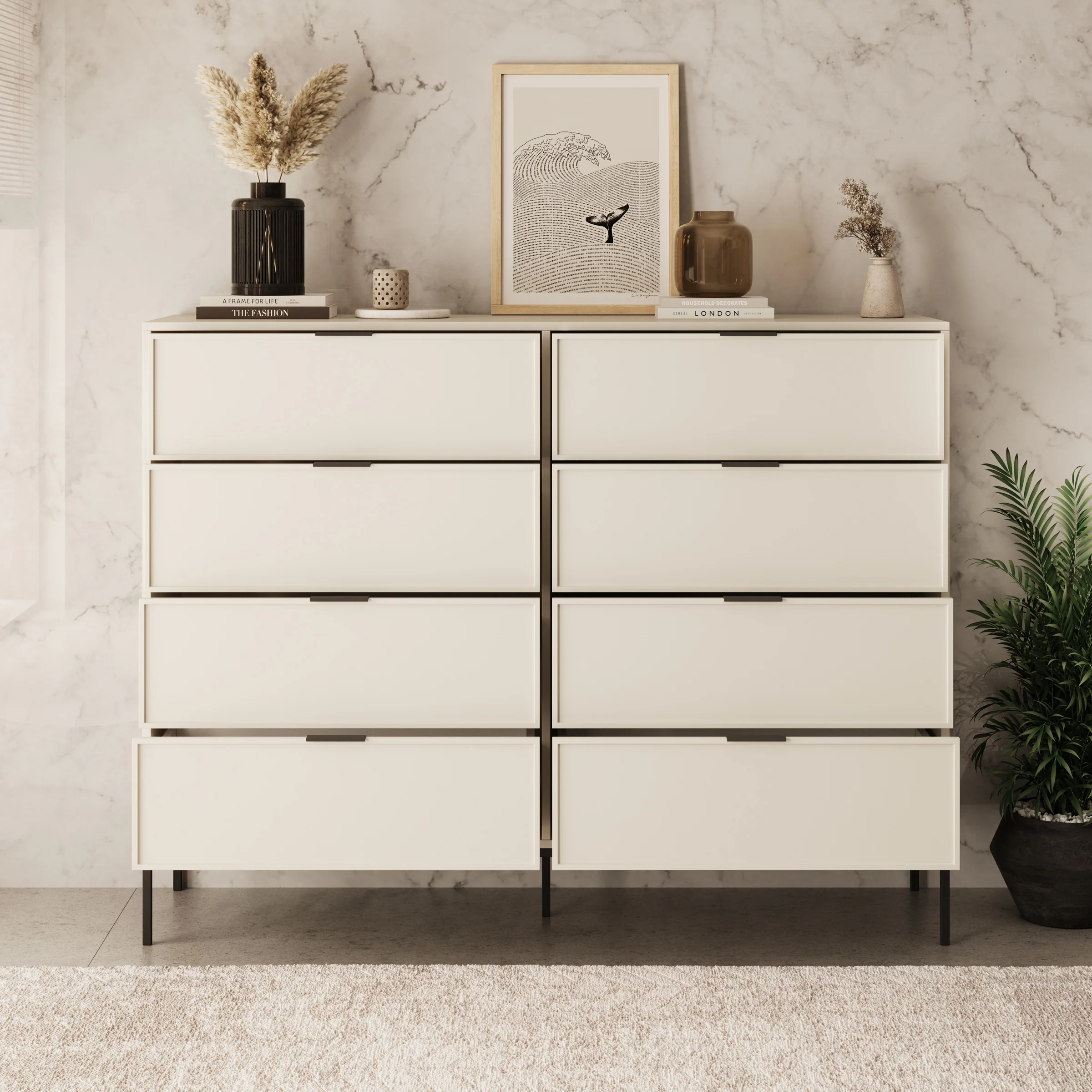 Dominica - Ladekast met 8 lades - Beige - 150x40x115 cm - Image 2