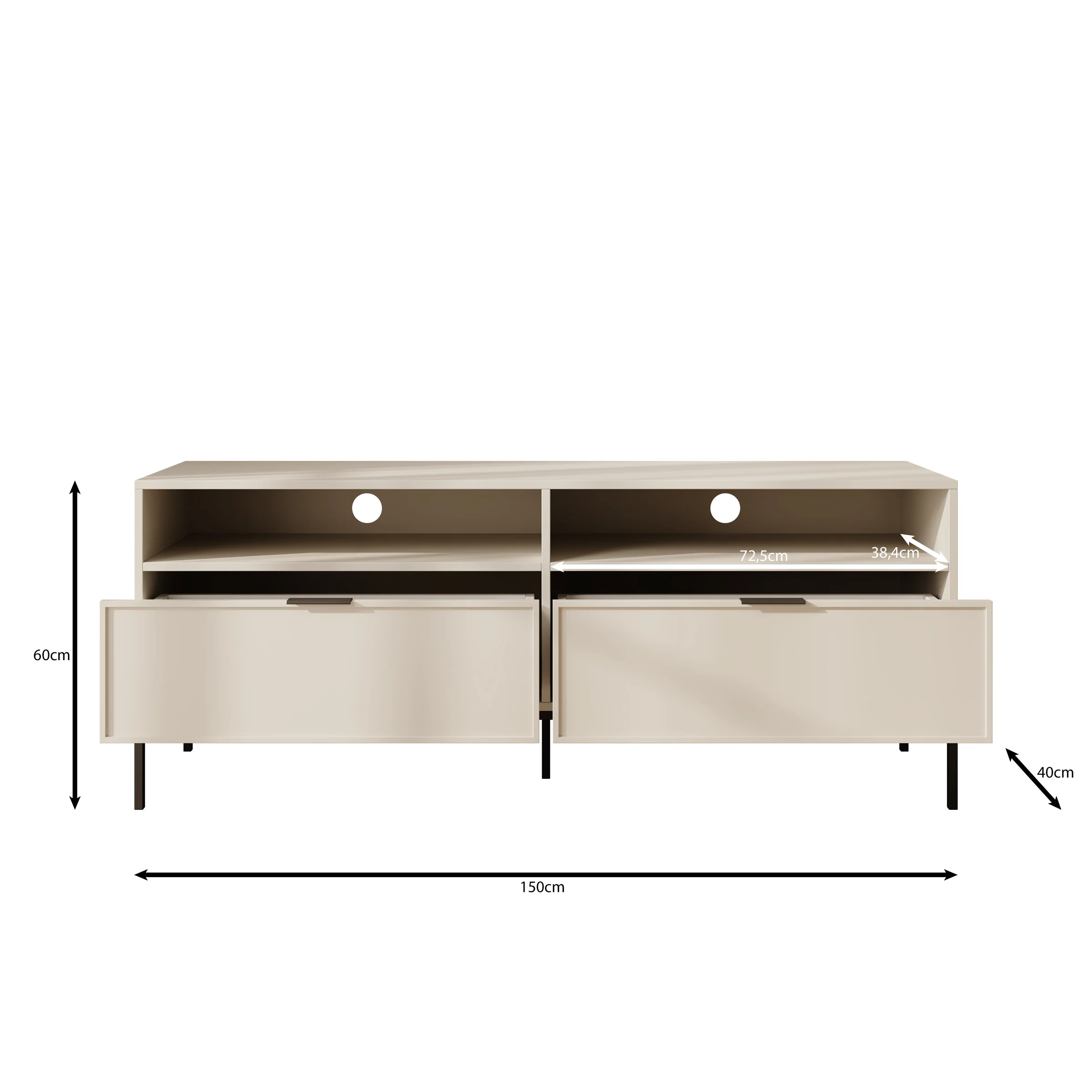 Dominica - TV-Meubel - Beige - 150x40x60 cm - Image 6