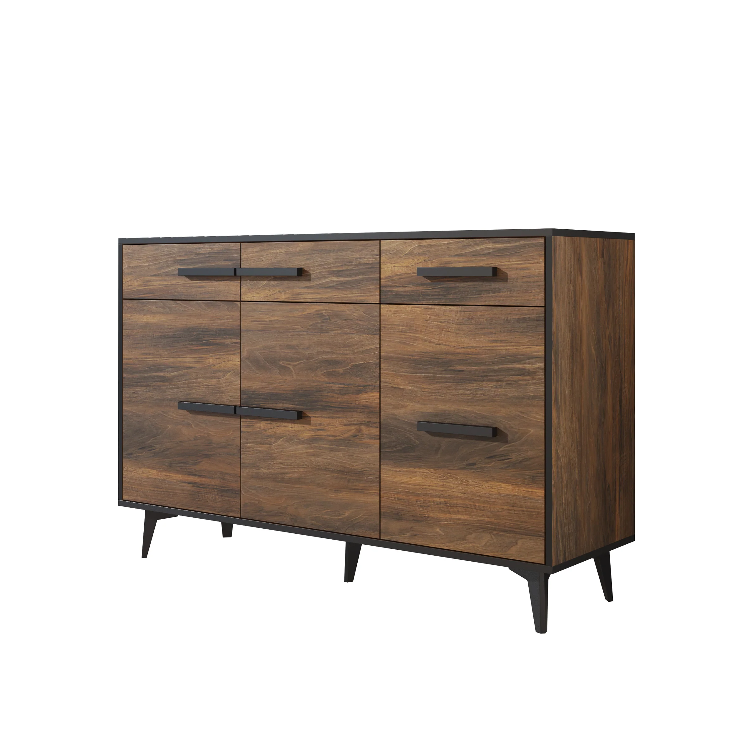 Frey - Dressoir - Donker eiken - Zwart - 135x40x86 cm - Image 6