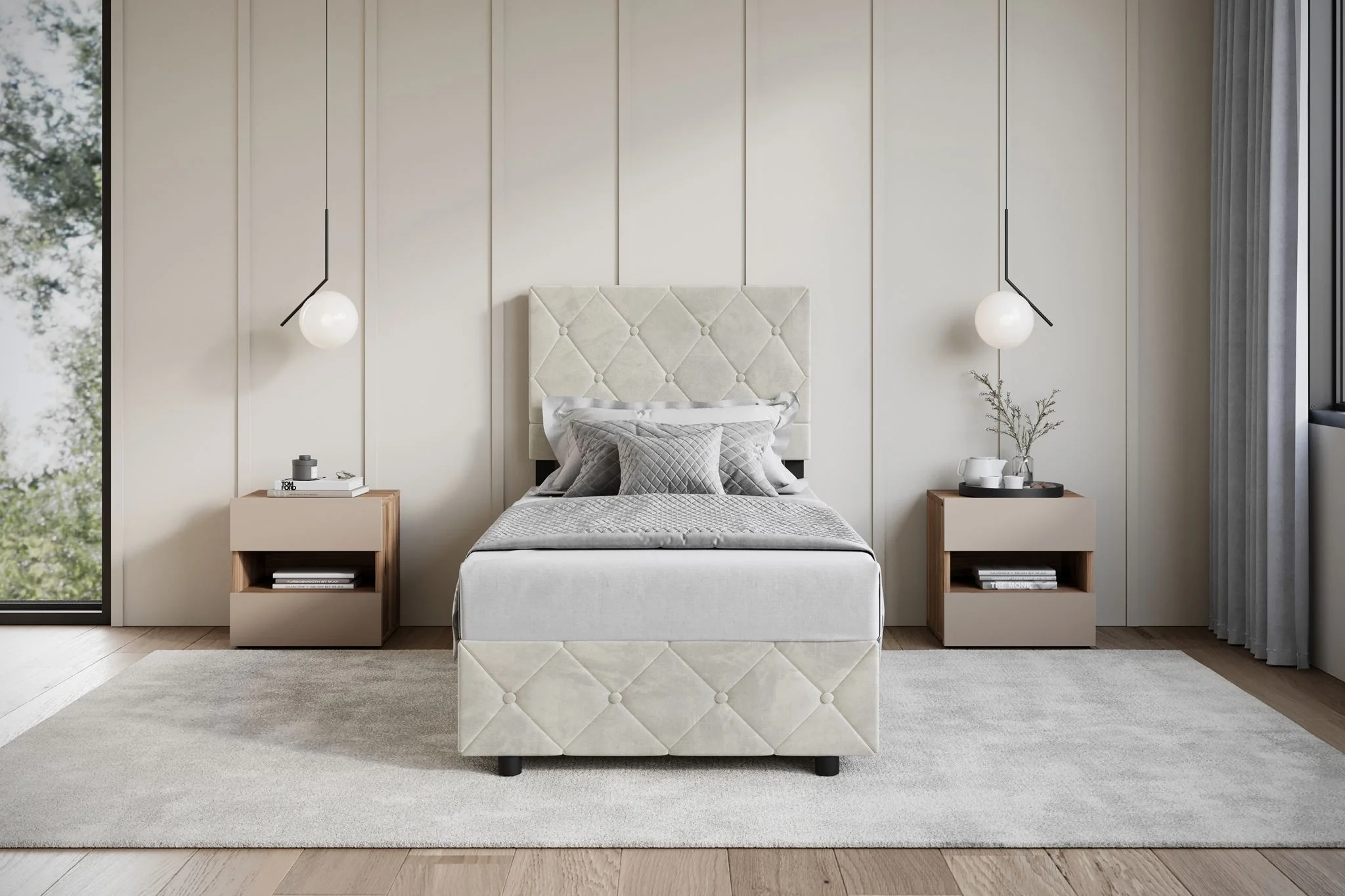 Hernandez - Eenpersoonsbed met opbergruimte - Beige - 90x200 cm - Image 3
