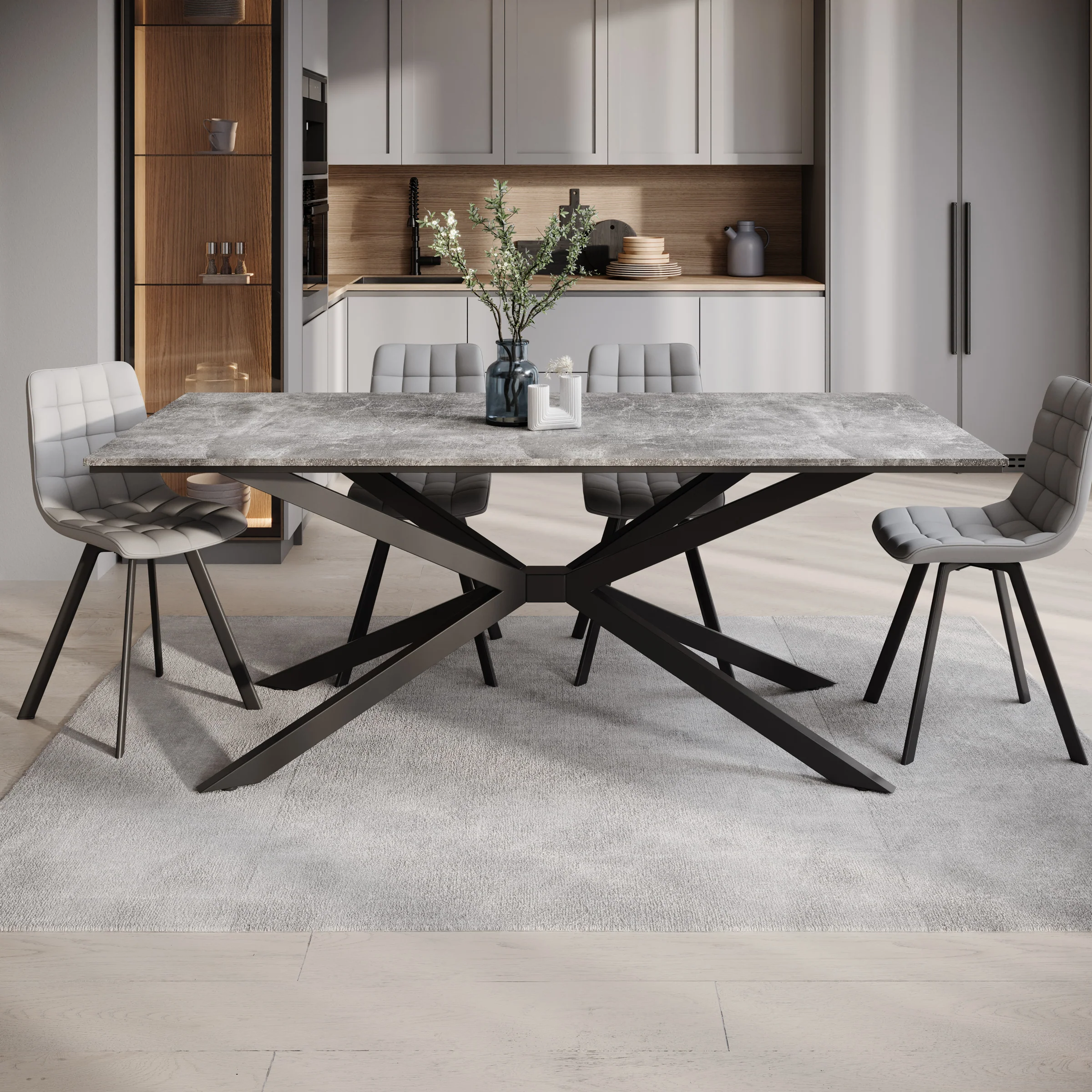 Faithley - Eetkamertafel - Betonlook - 190x90x74 cm - Image 2