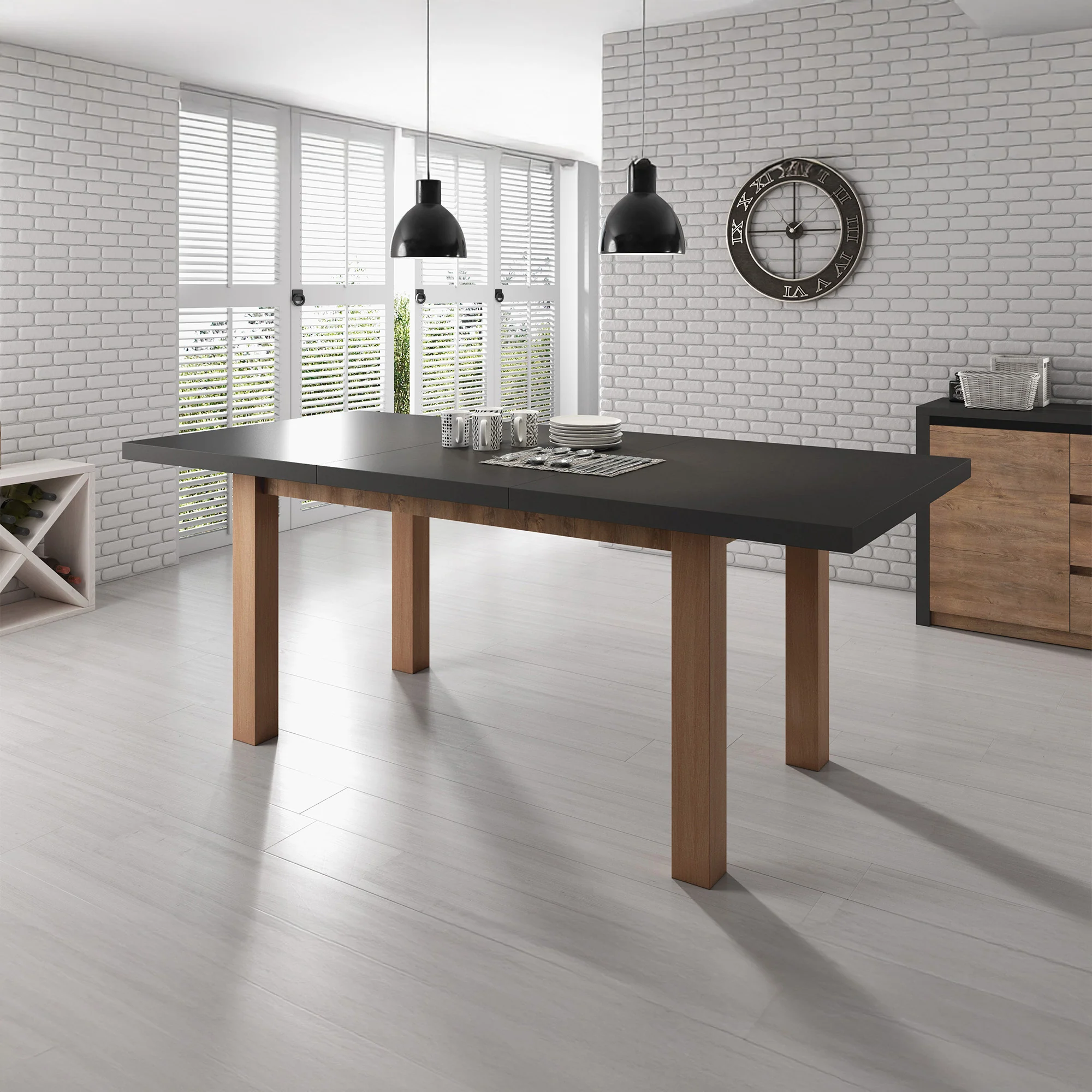 Monaco - Eetkamertafel - Eiken/Grijs - 160x90x79 cm - Image 2