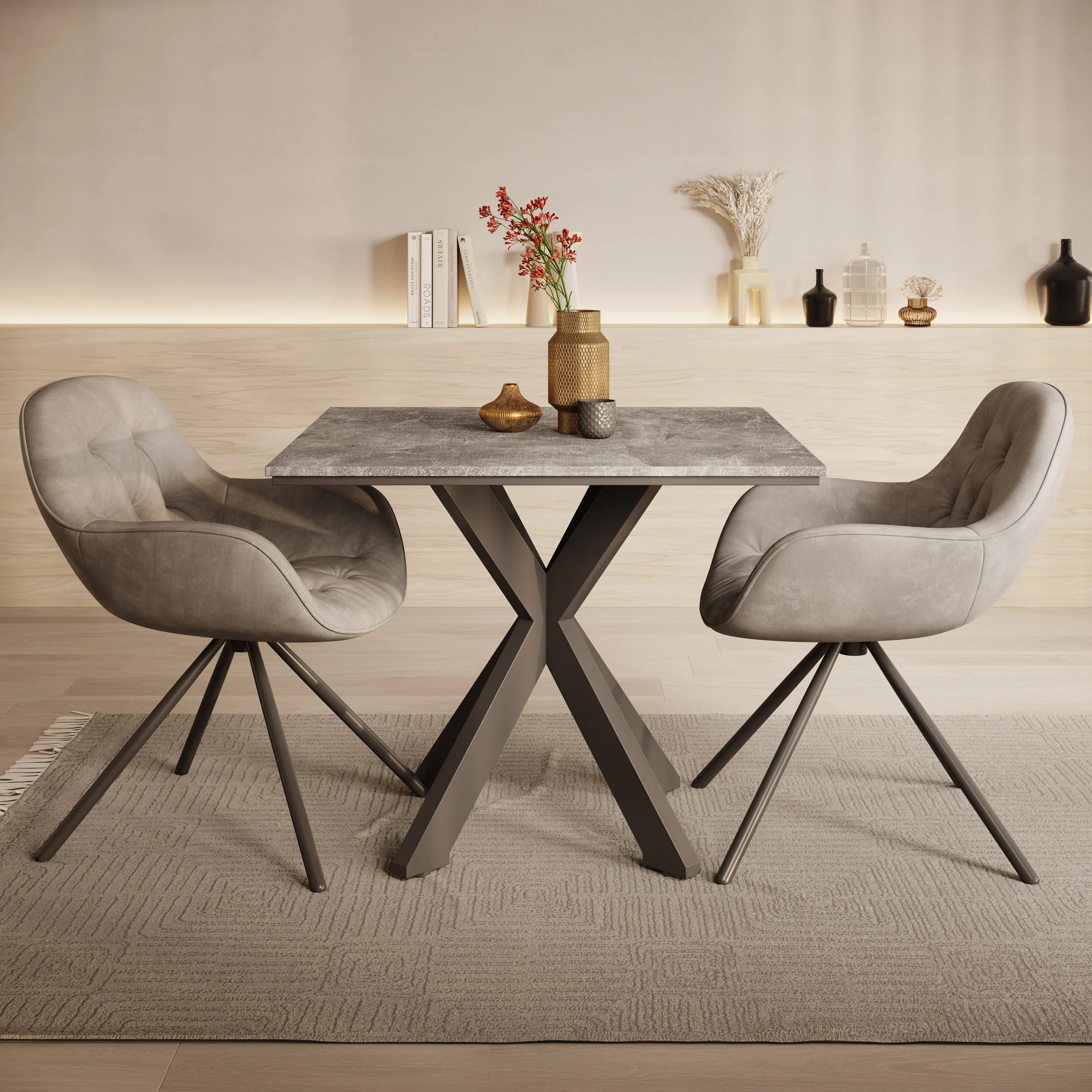 Pacey - Eetkamertafel - Betonlook - 90x90x74 cm - Image 2