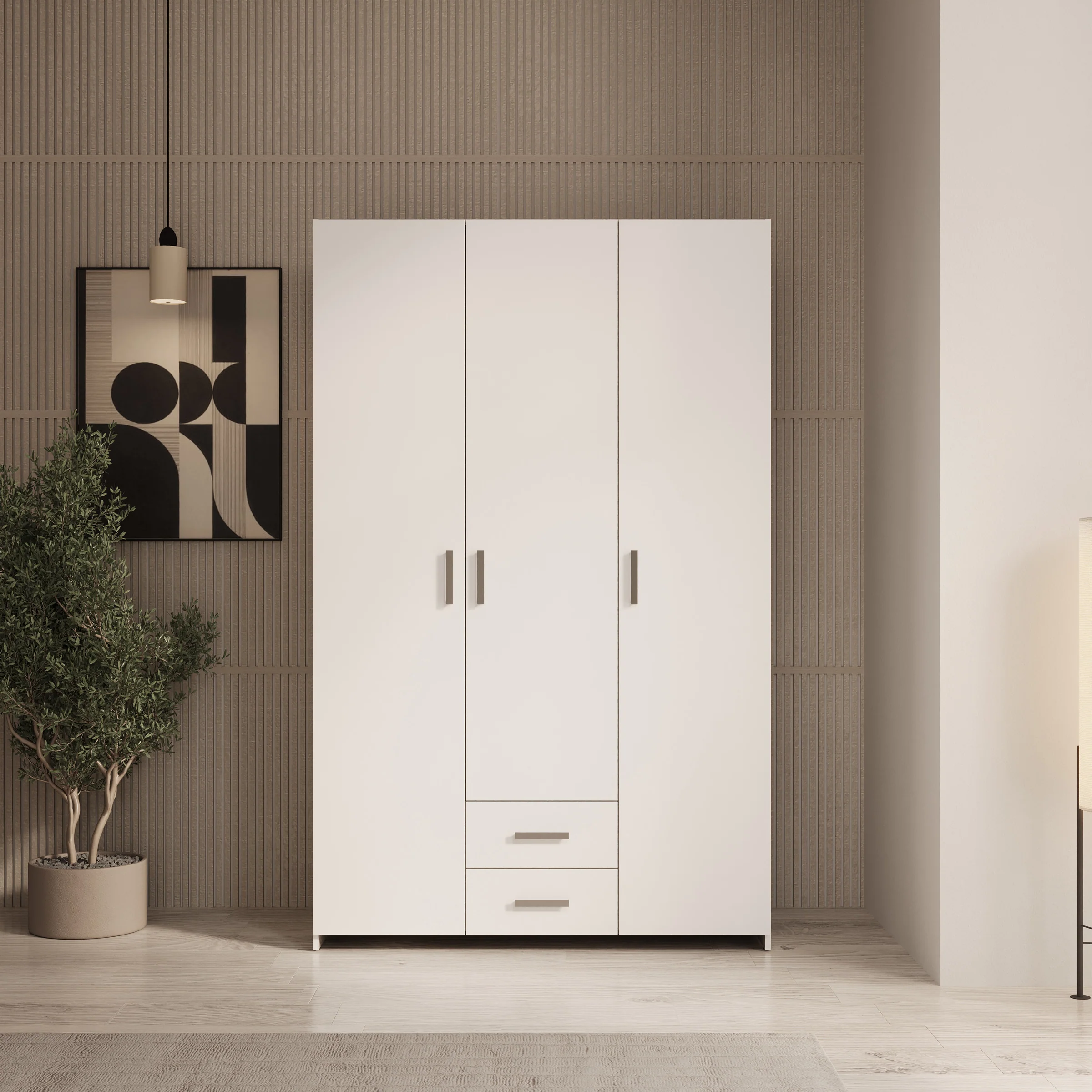 Elario - Kledingkast 3 deurs - Wit - 119x54x191 cm - Image 3