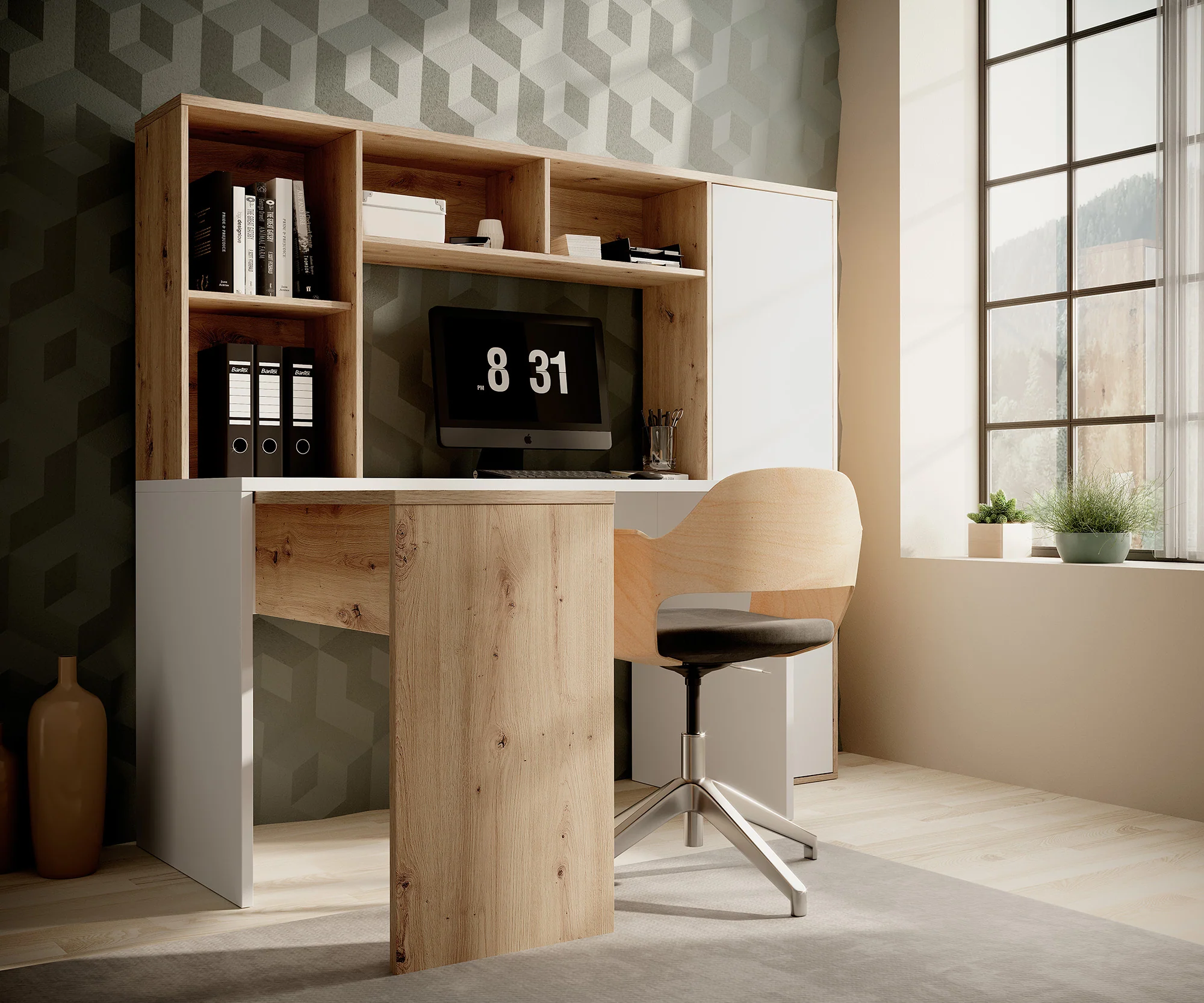 Elze - Bureau - Eiken/wit - 173x117 cm - Image 2