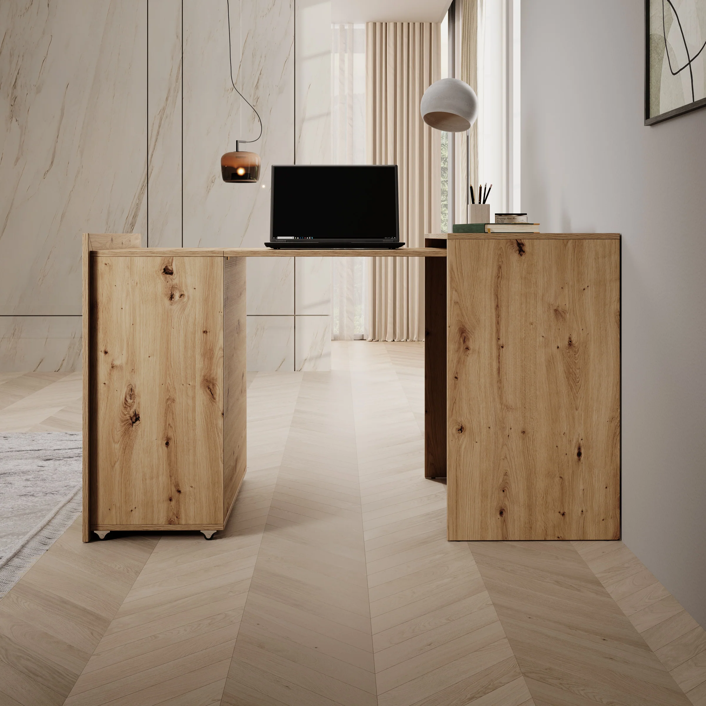 Emino - Bureau - Eikenpatroon - 72x47x79 cm - Image 3