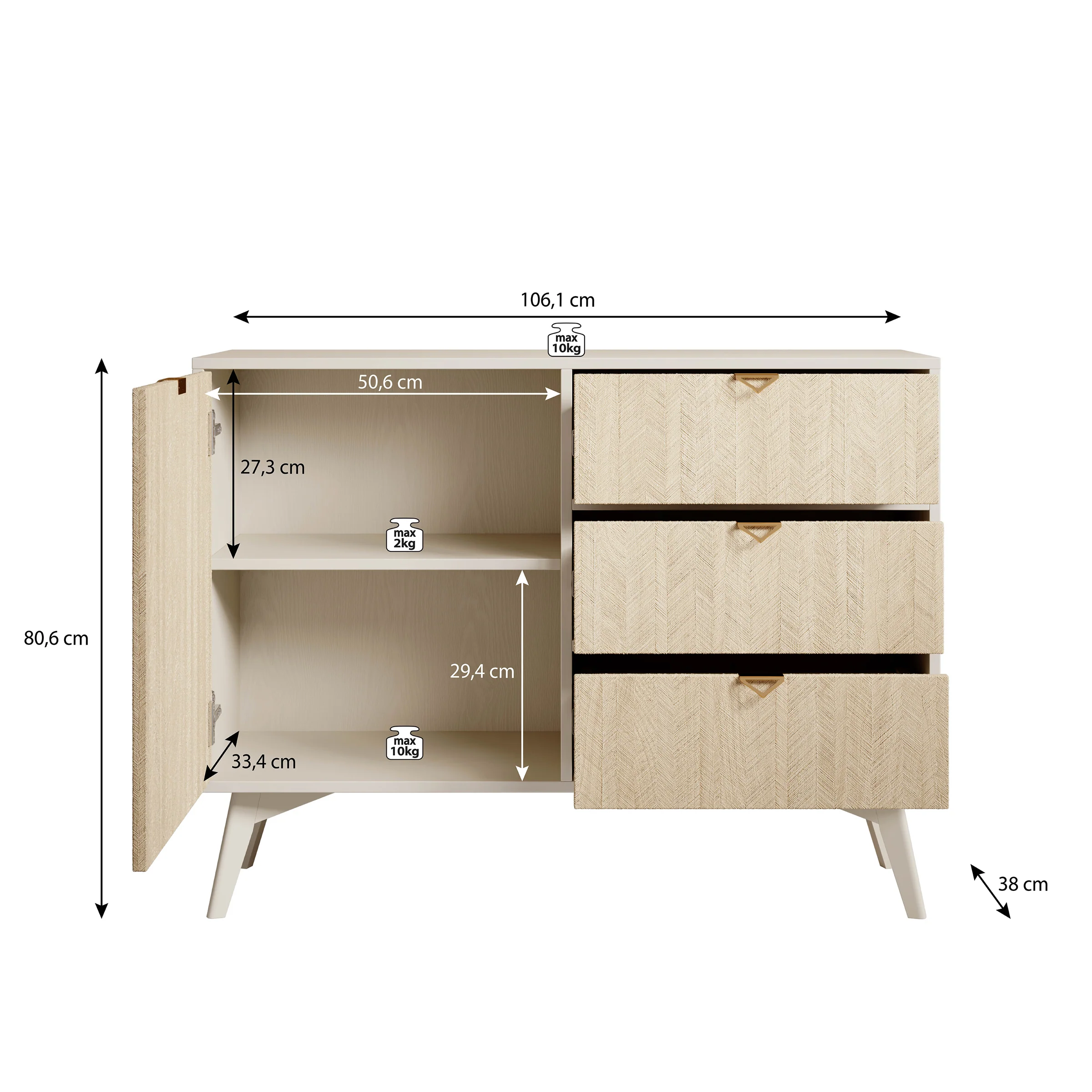 Essence - Dressoir - Beige/licht eiken - 106x38x81 cm - Image 5