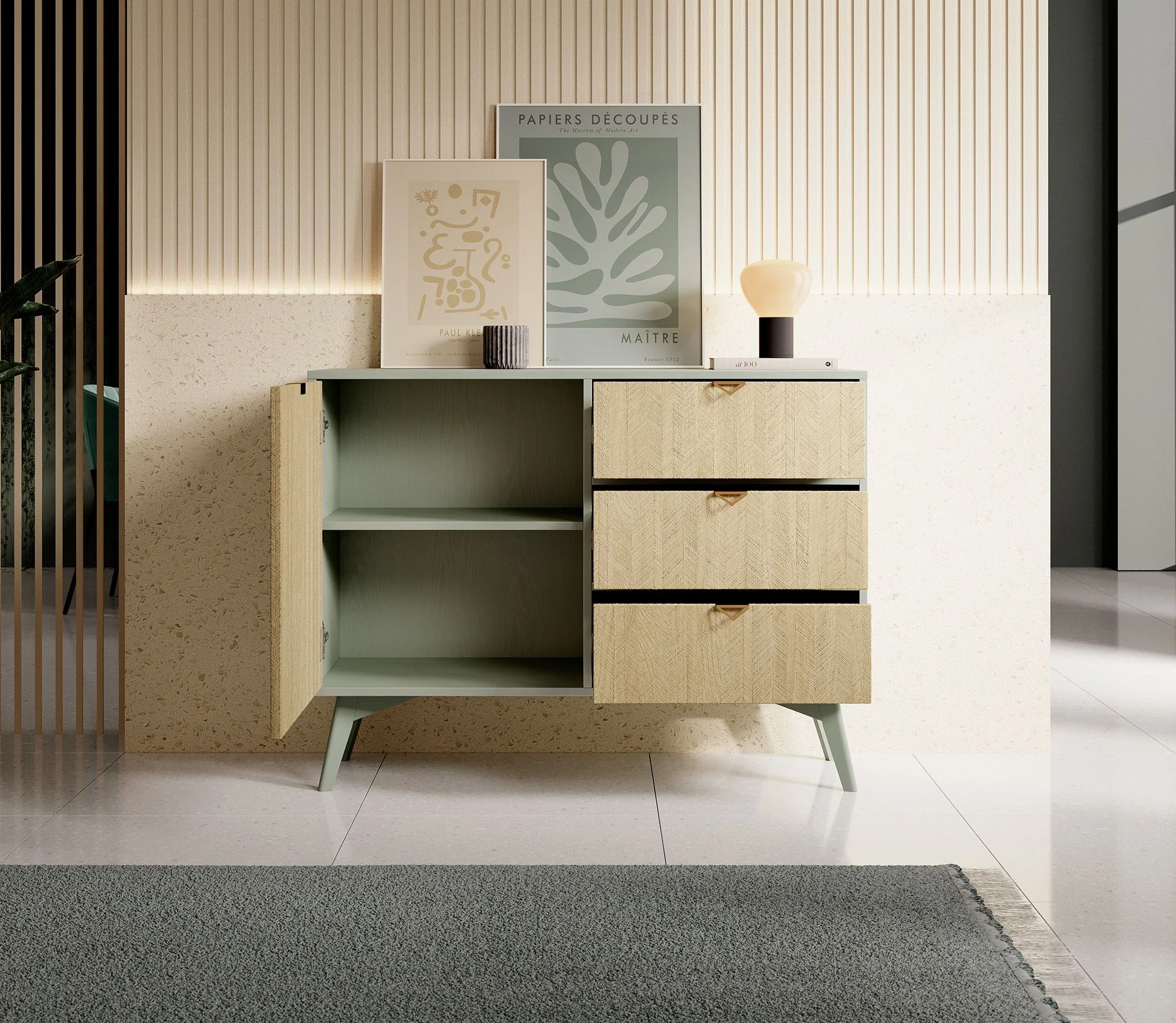 Essence - Dressoir - Groen/licht eiken - 106x38x81 cm - Image 3