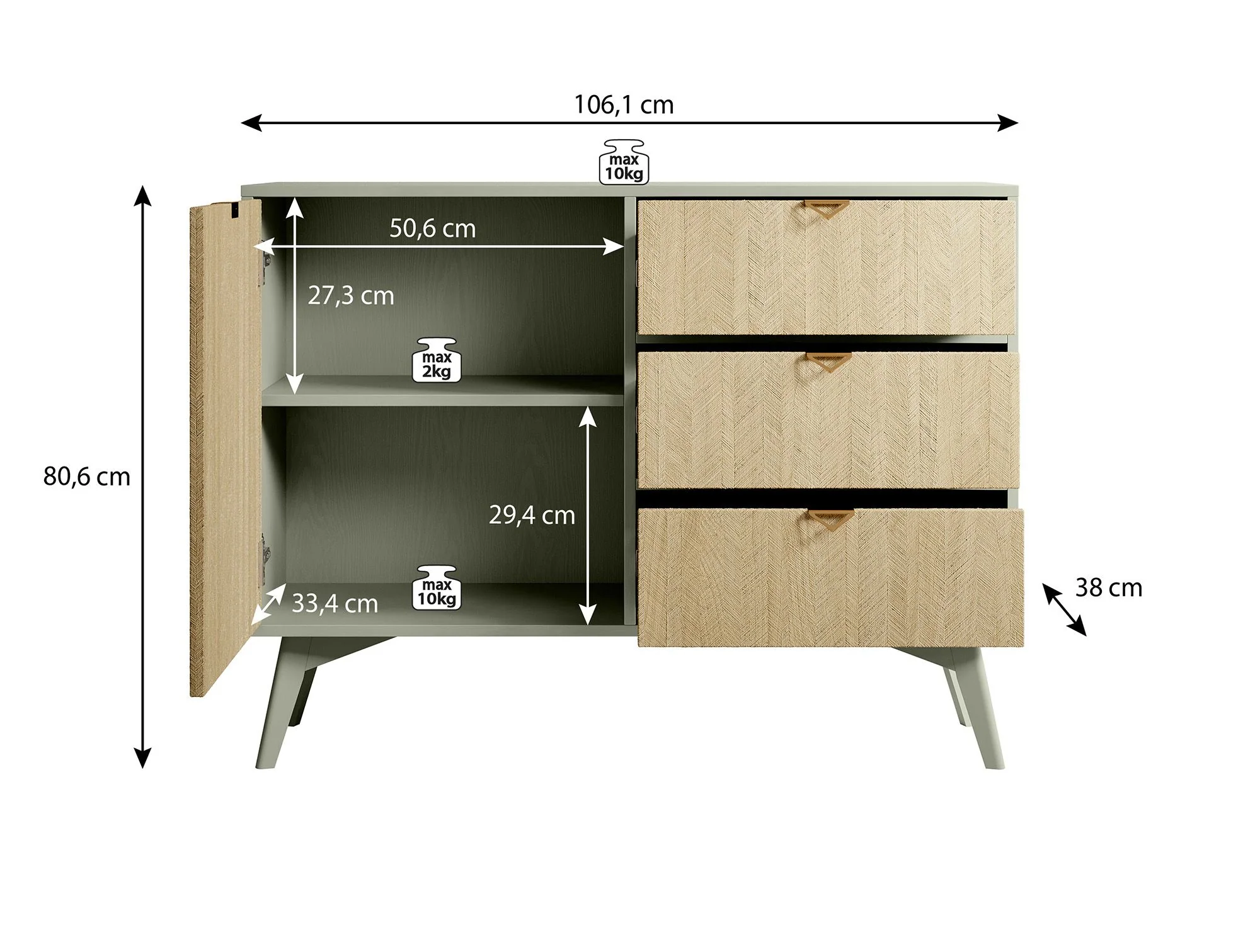 Essence - Dressoir - Groen/licht eiken - 106x38x81 cm - Image 5
