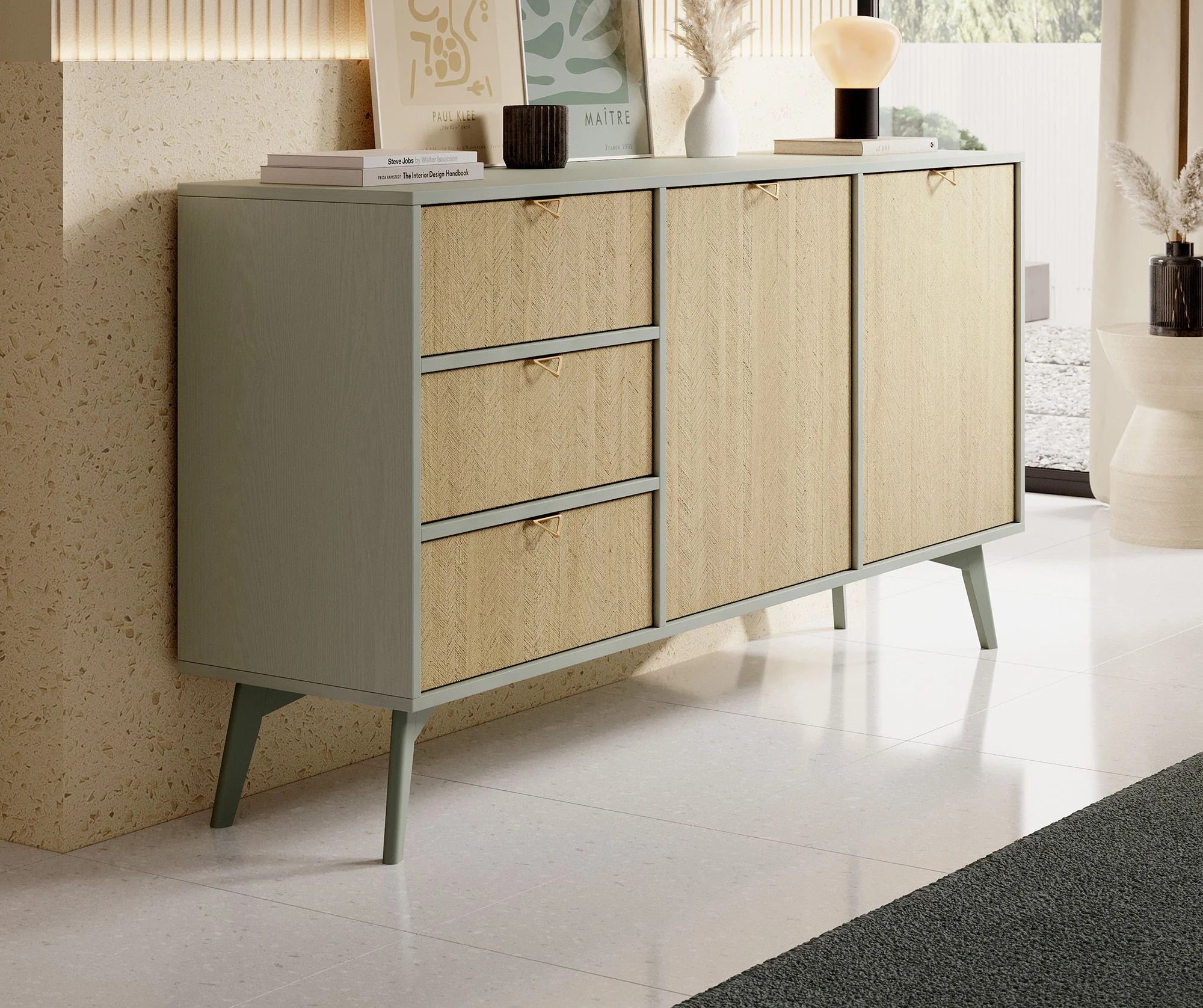 Essence - Dressoir - Groen/licht eiken - 158x38x81 cm - Image 4