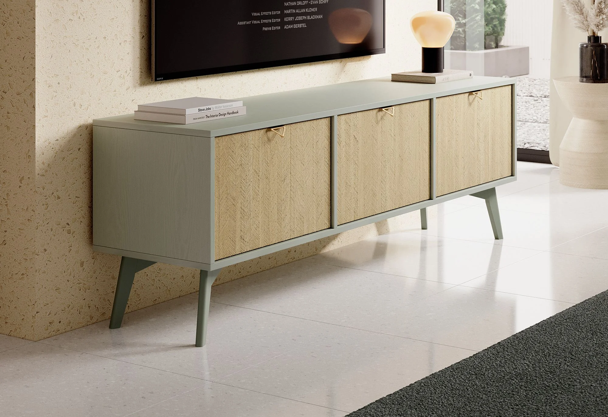 Essence - TV-Meubel - Groen/licht eiken - 158 cm - Image 4