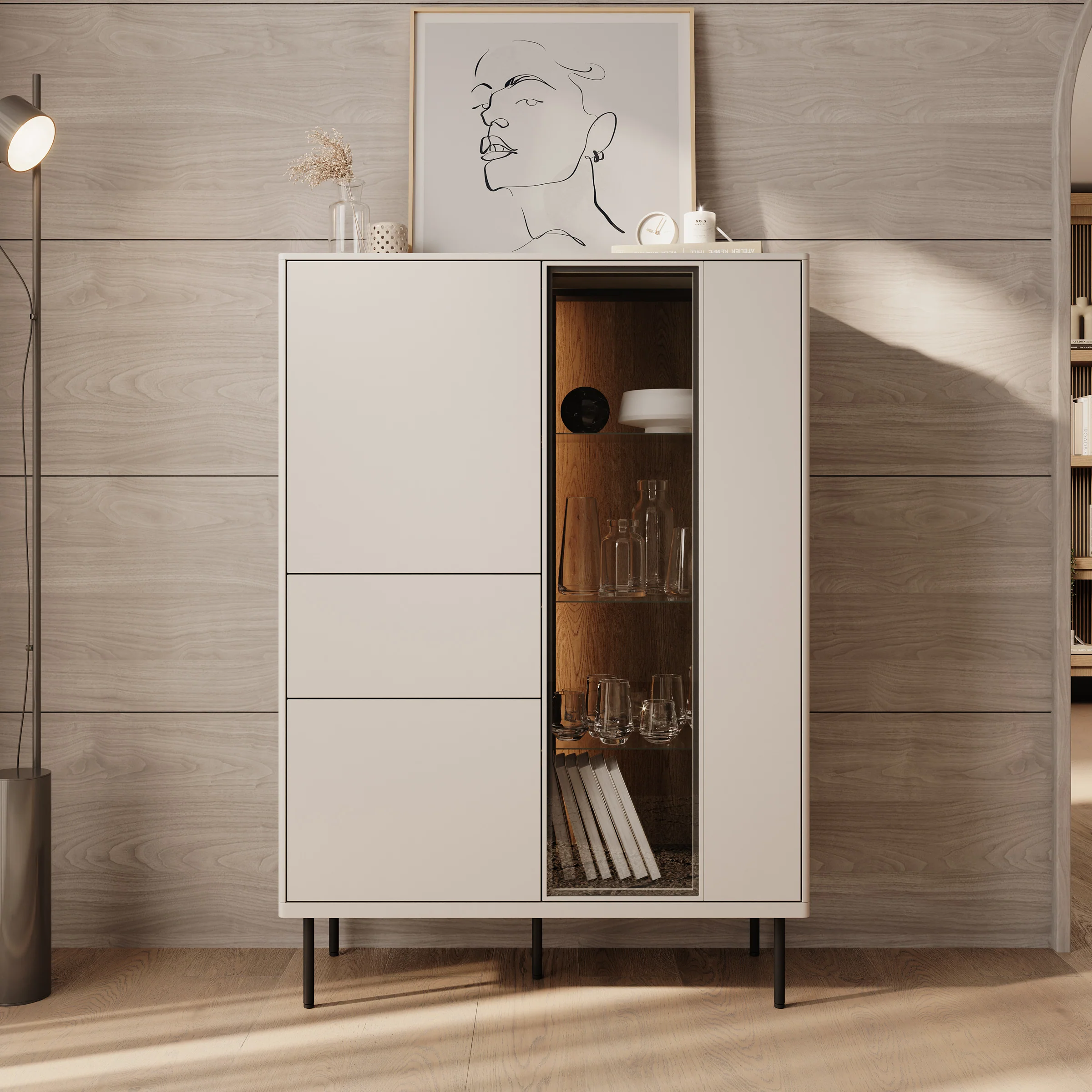Estrella 2 - Vitrinekast - Beige - 98x41x140 cm - Image 3