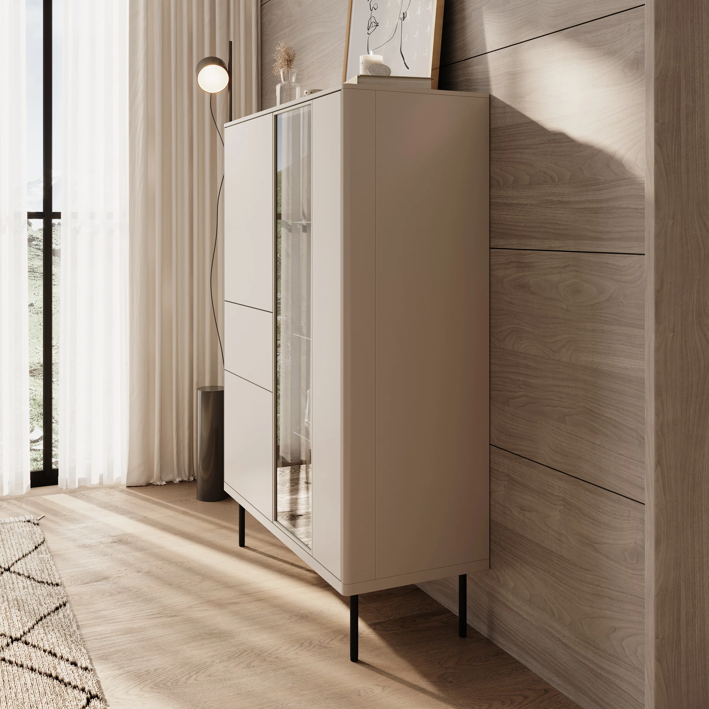 Estrella 2 - Vitrinekast - Beige - 98x41x140 cm - Image 4