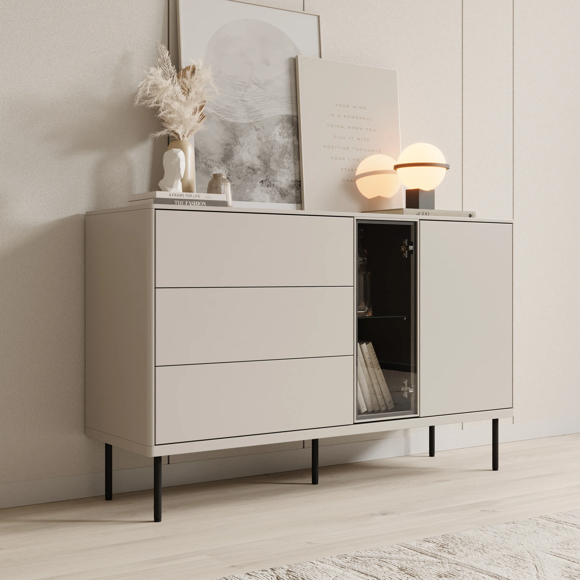 Estrella - Dressoir - Beige - 134x41x83 cm